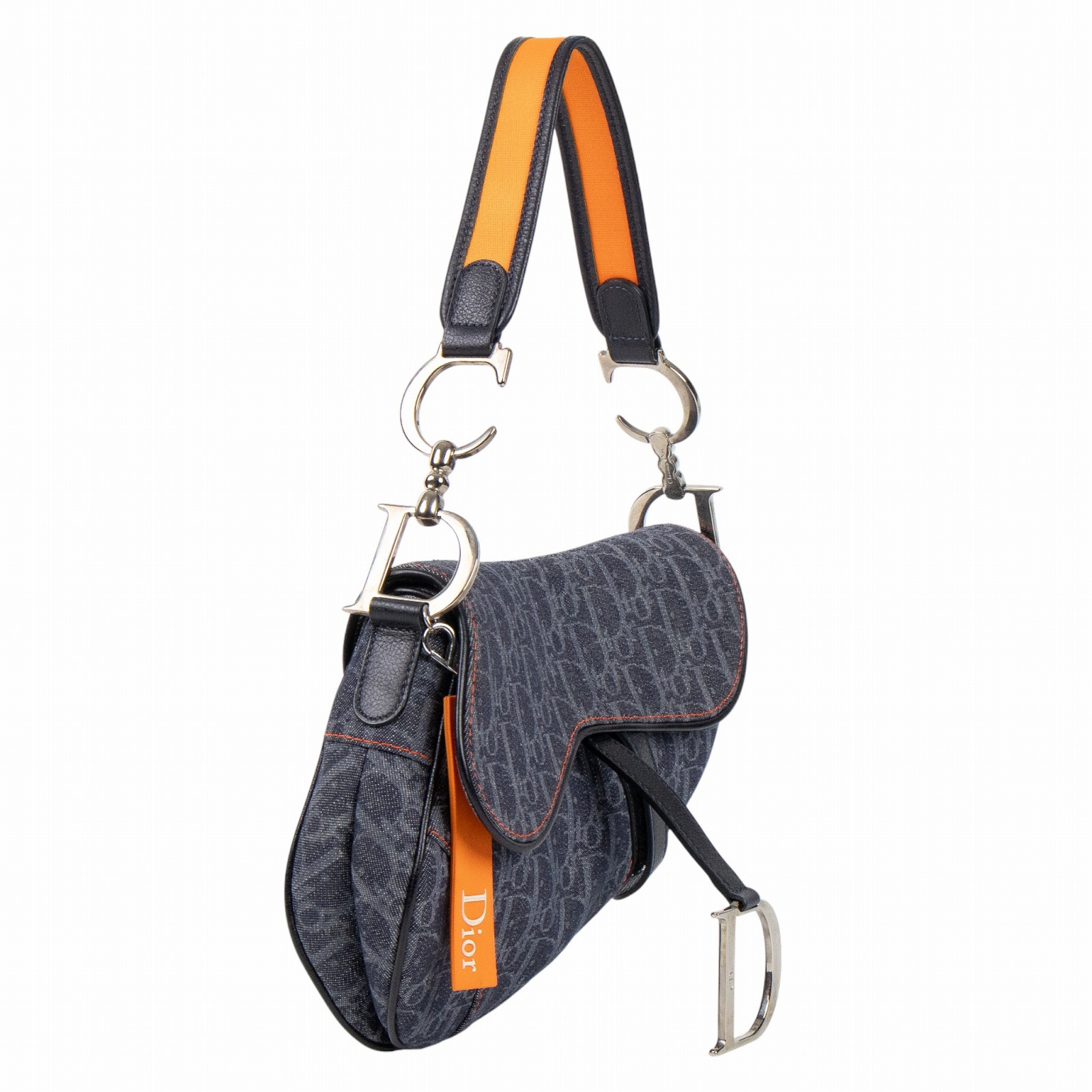 迪奧 CHRISTIAN DIOR Saddle 郵差包  丹寧CD紋　flight　SADDLE　脫線 防塵袋