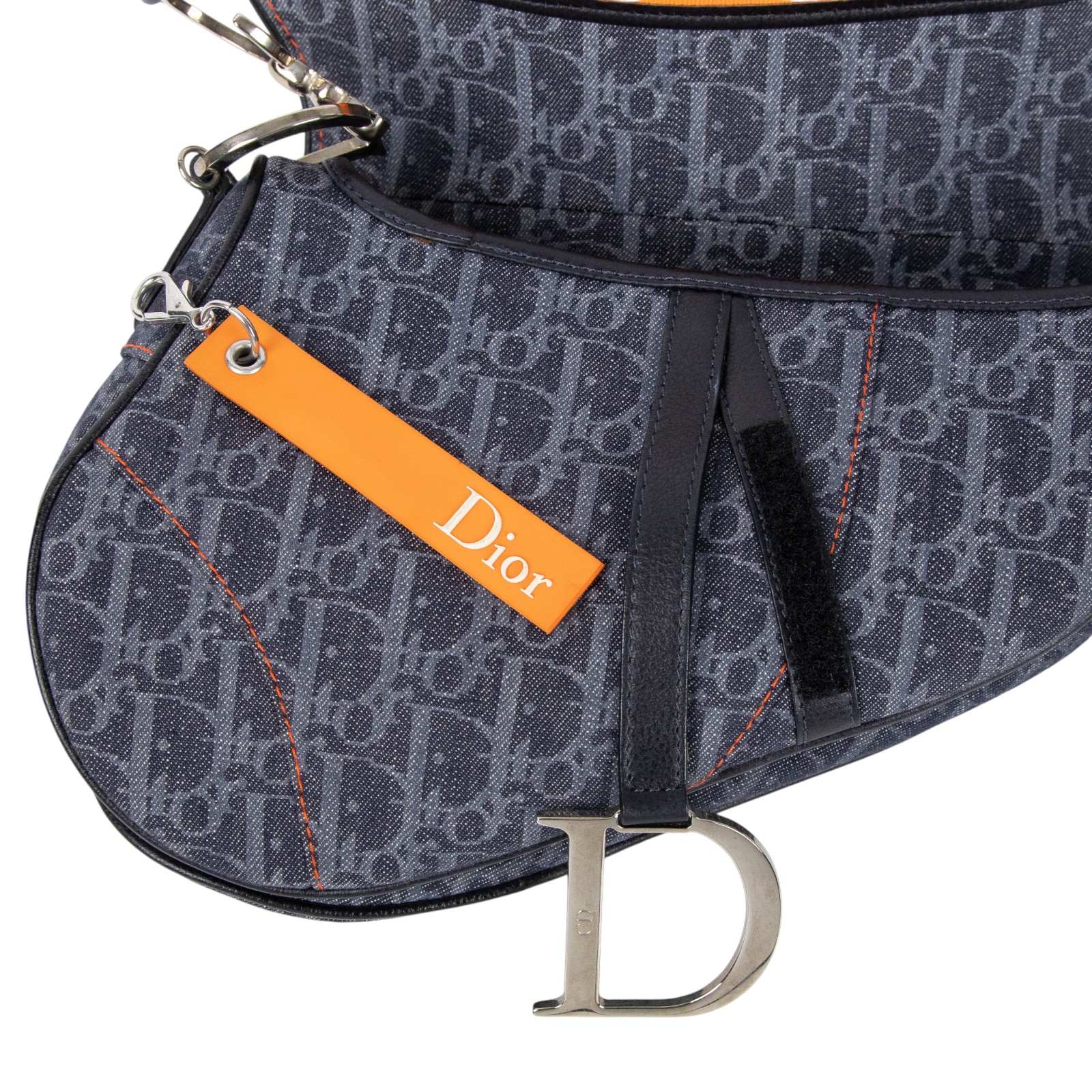 迪奧 CHRISTIAN DIOR Saddle 郵差包  丹寧CD紋　flight　SADDLE　脫線 防塵袋