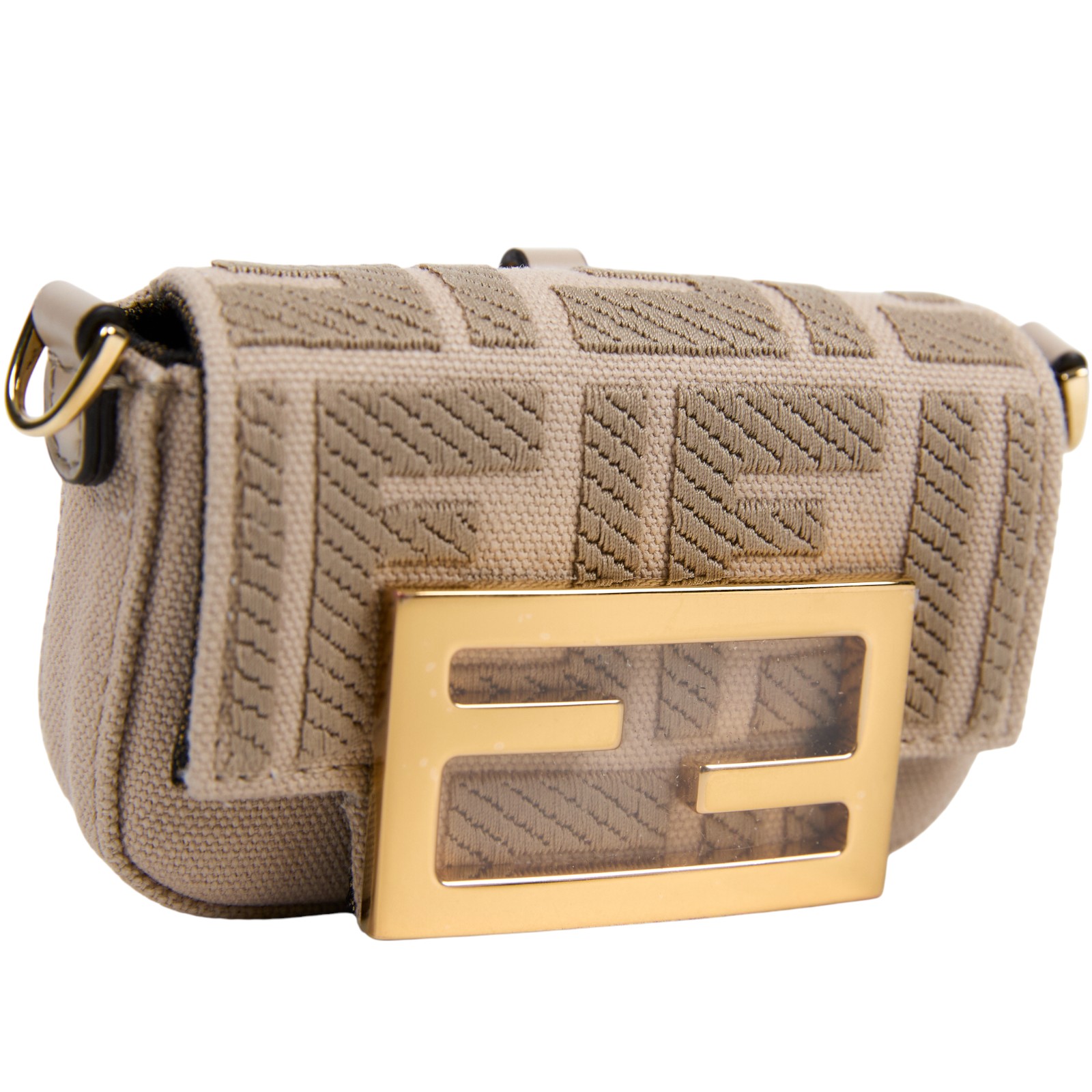 芬迪 FENDI FF Logo Nano Baguette 包款吊飾 7AS045A9P6 奶茶帆布NANO BAGUETTE 無附屬品
