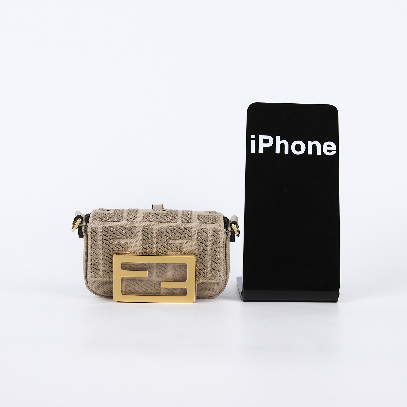 芬迪 FENDI FF Logo Nano Baguette 包款吊飾 7AS045A9P6 奶茶帆布NANO BAGUETTE 無附屬品