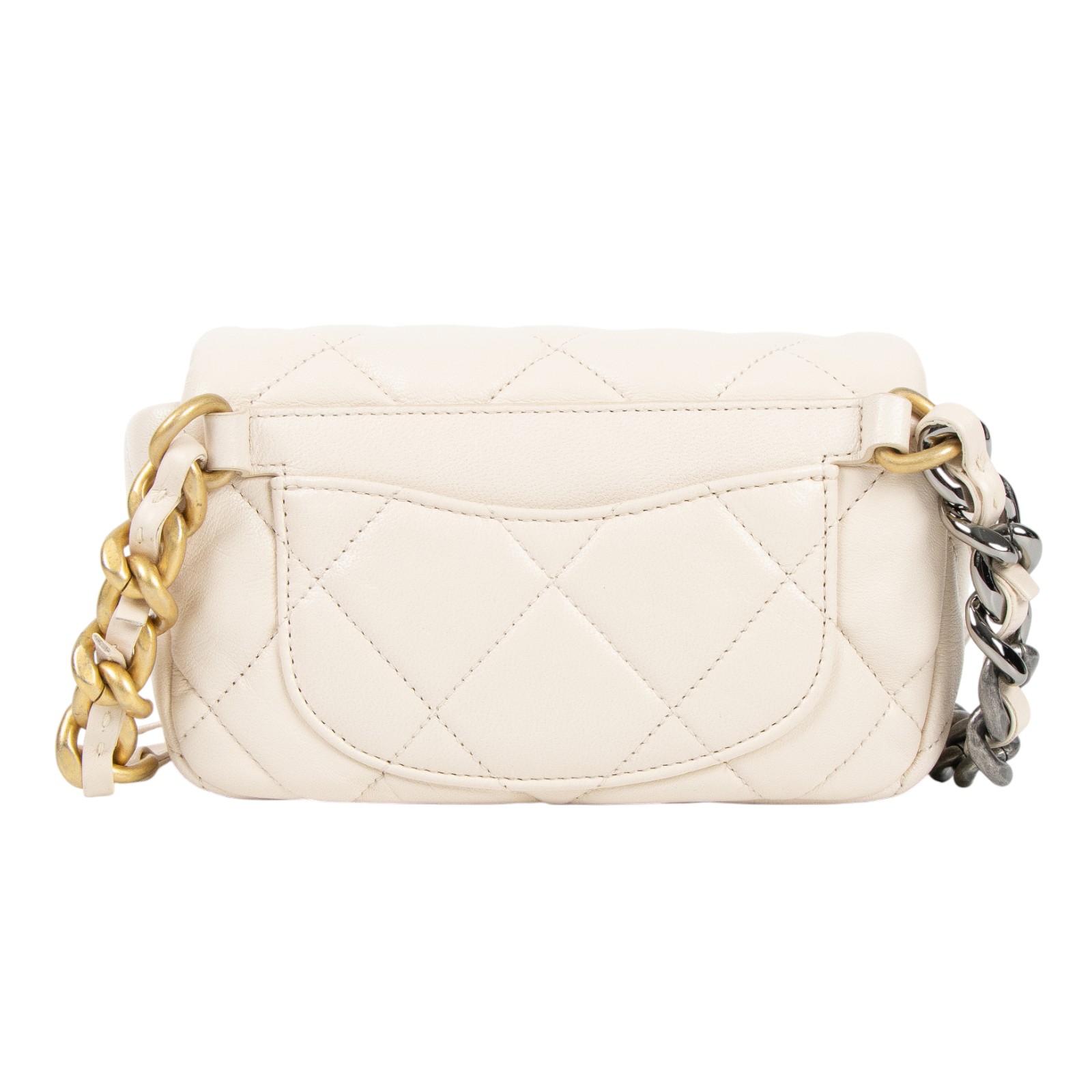 香奈兒 CHANEL 19 口蓋包 小羊皮  菱格紋 腰包  29開 奶茶19腰包　　超高 原廠盒子/保證卡