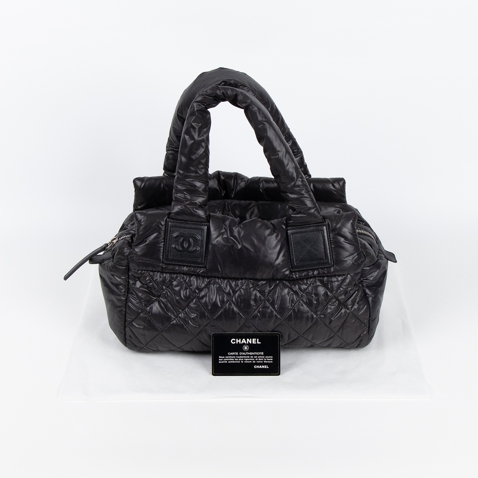 香奈兒 CHANEL Coco Cocoon 尼龍 手提 空氣包  16開黑COCO COCOON 保證卡