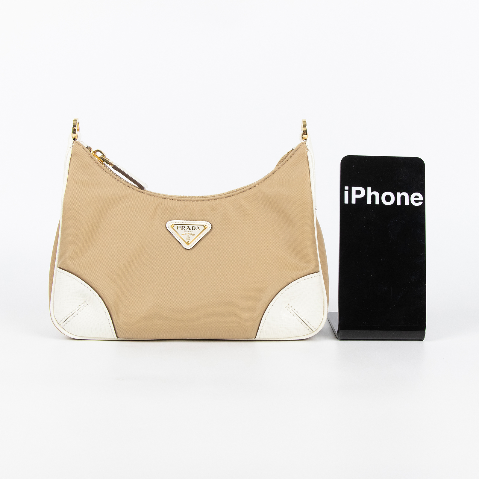 普拉達 PRADA Re-Edition 2005 Re-Nylon 手袋 1BH204_R064 奶茶機器人三合一 防塵袋/機器人吊飾/背帶