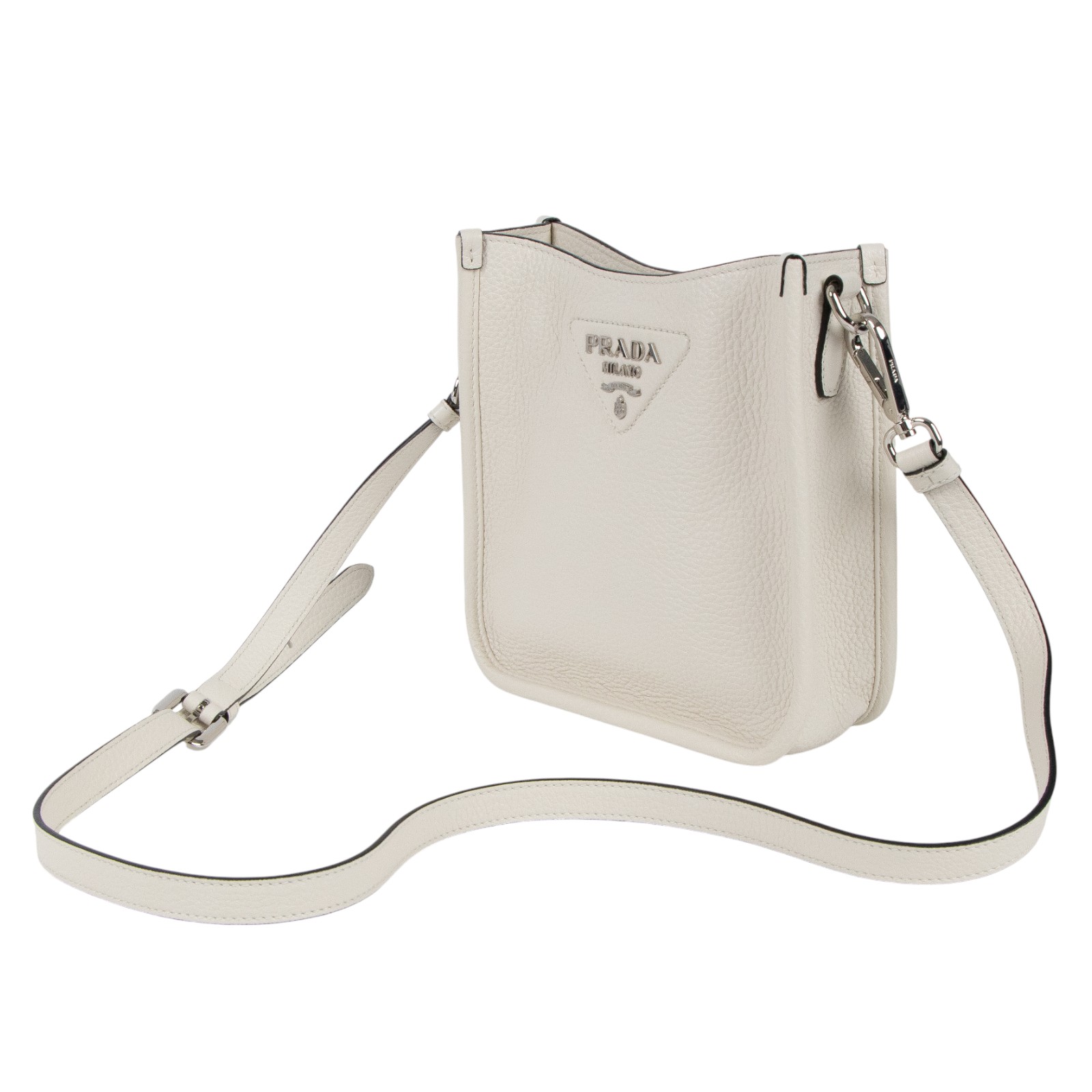 普拉達 PRADA 皮革 迷你 肩背袋 1BH191_2DKV 白側背包 防塵袋