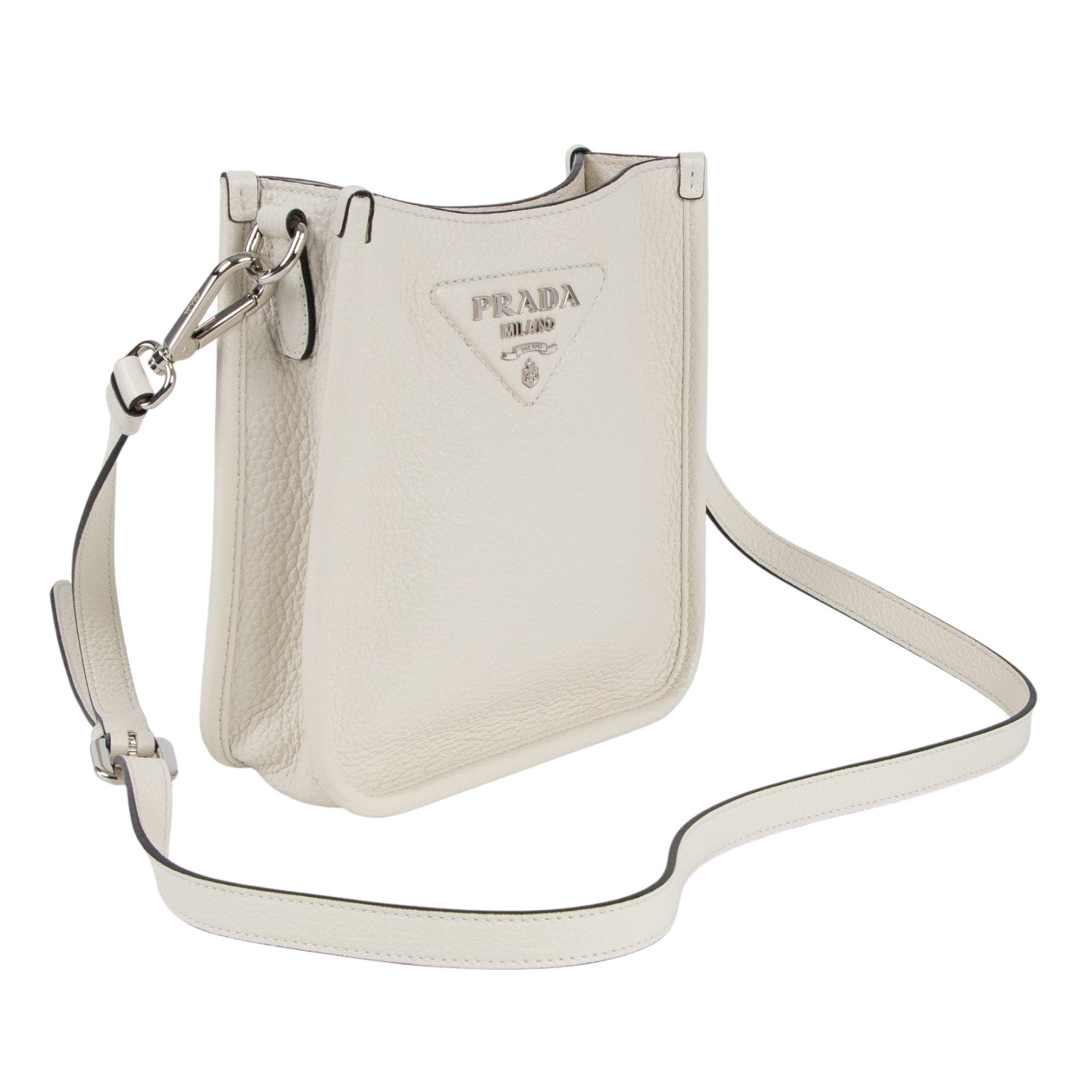 普拉達 PRADA 皮革 迷你 肩背袋 1BH191_2DKV 白側背包 防塵袋
