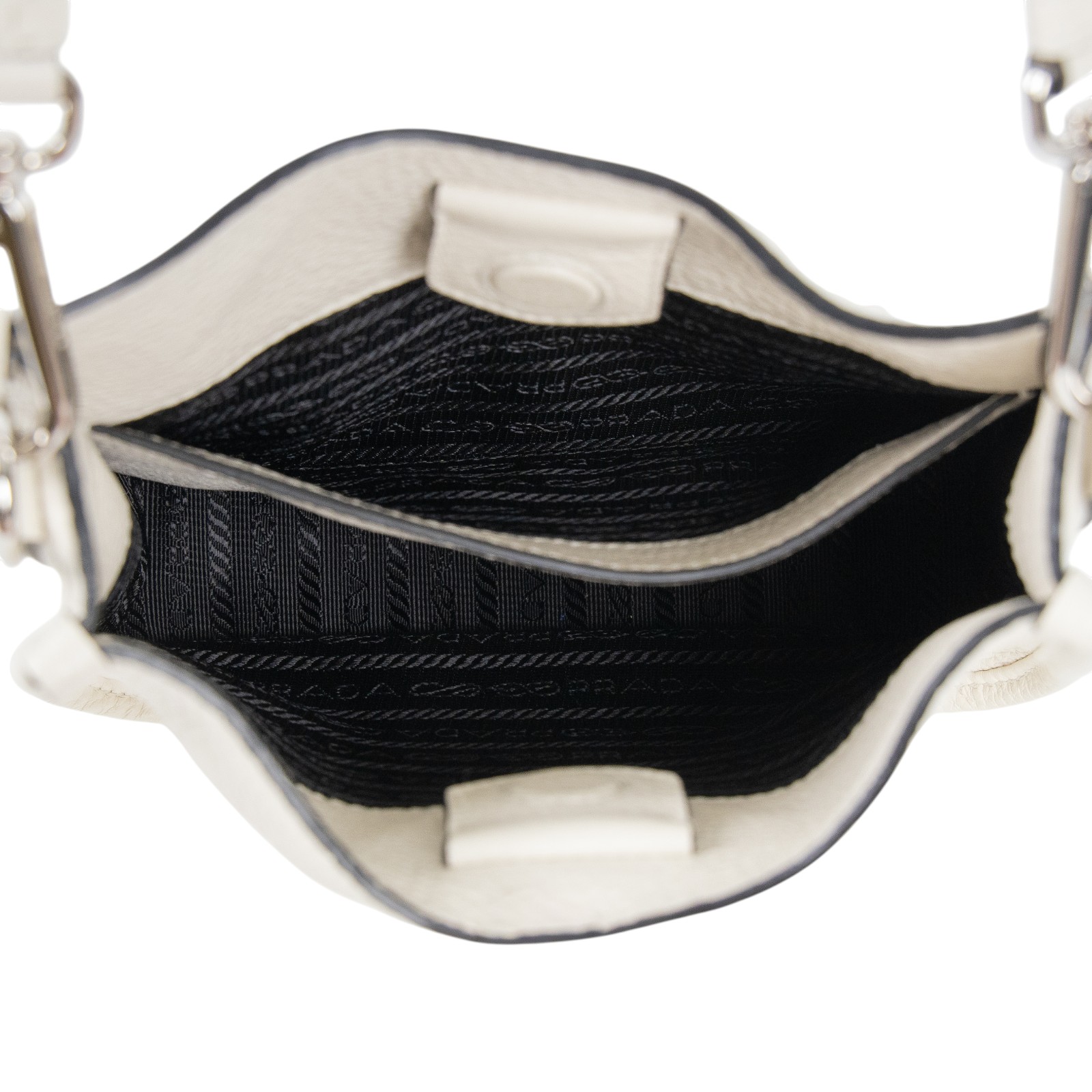 普拉達 PRADA 皮革 迷你 肩背袋 1BH191_2DKV 白側背包 防塵袋