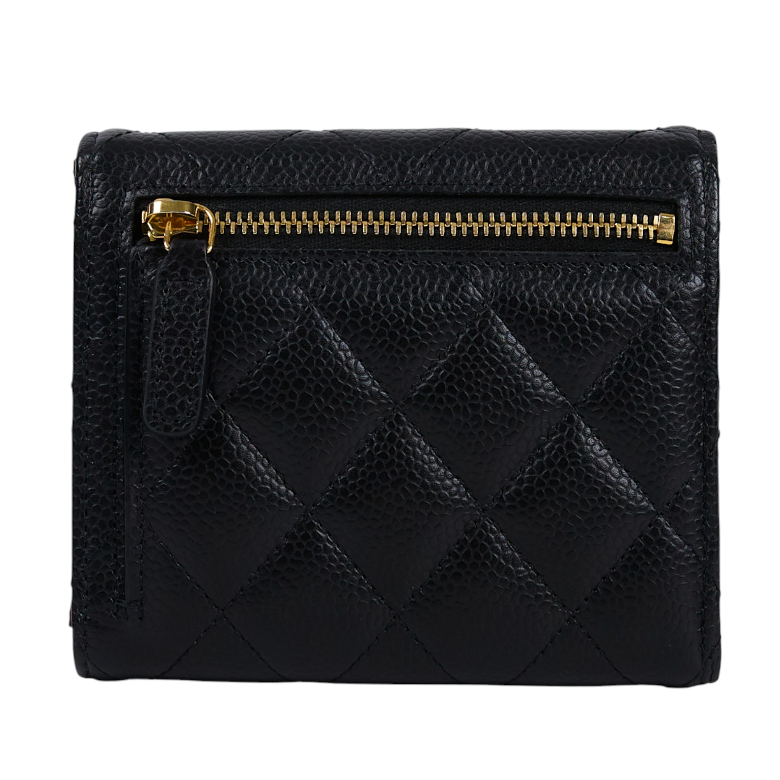 香奈兒 CHANEL 經典 小型 口蓋 皮夾 小牛皮 短夾  AP0231 Y01864 黑荔枝三折短夾 原廠盒子/防塵袋/購買證明影本