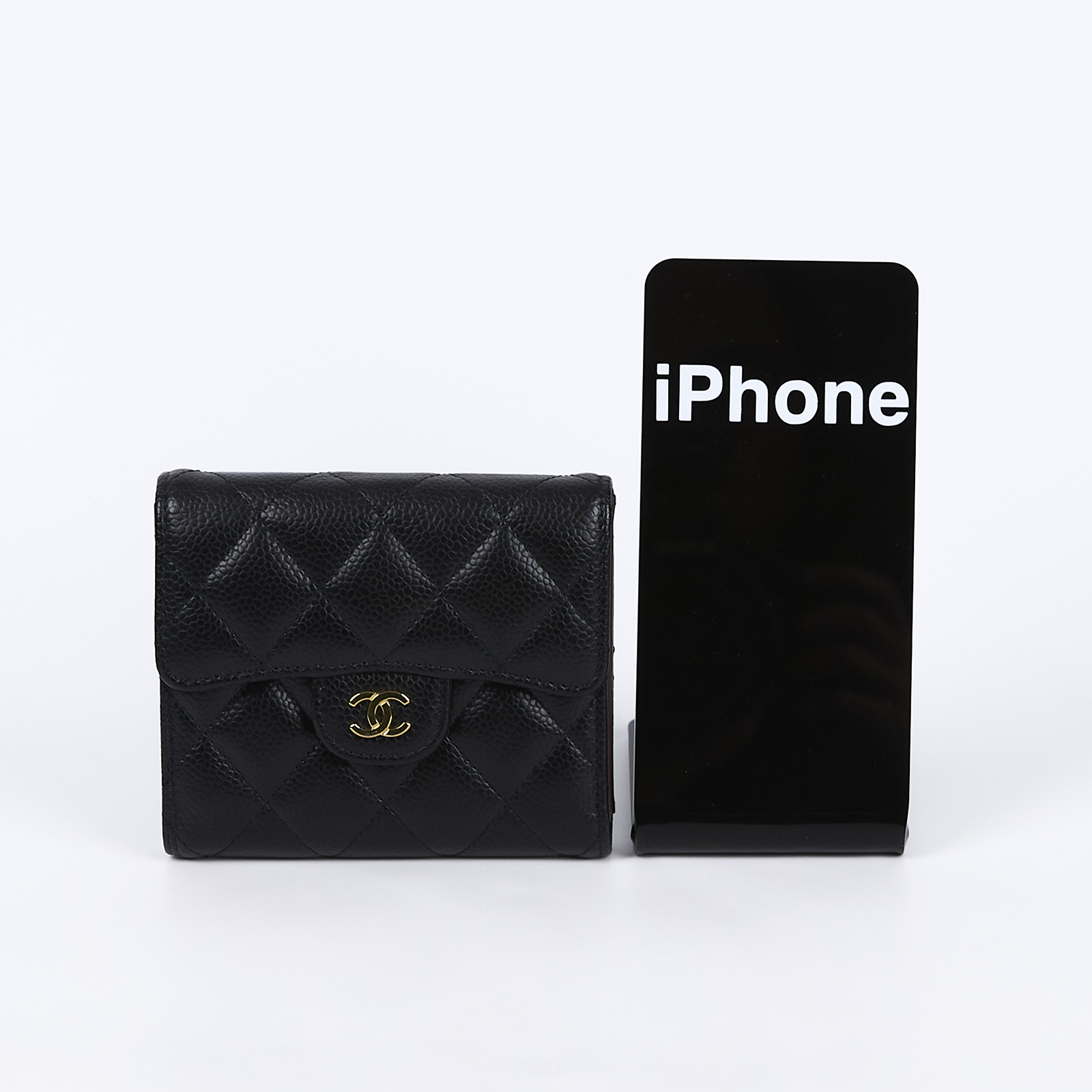 香奈兒 CHANEL 經典 小型 口蓋 皮夾 小牛皮 短夾  AP0231 Y01864 黑荔枝三折短夾 原廠盒子/防塵袋/購買證明影本