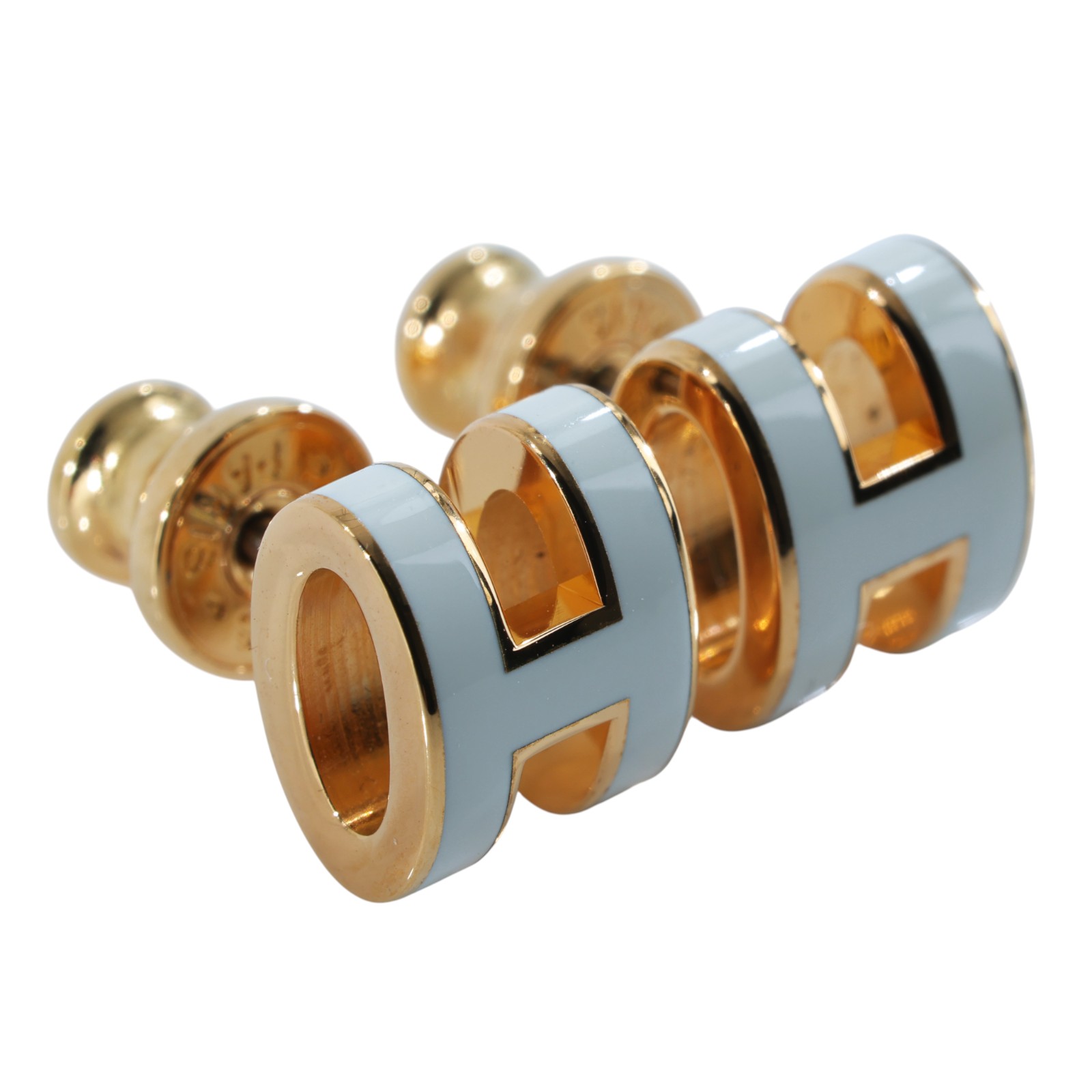 愛馬仕 Hermes Mini Pop H 耳釘 白色 H608002Fv49 ST0251 白拚金POP H耳環 原廠盒子