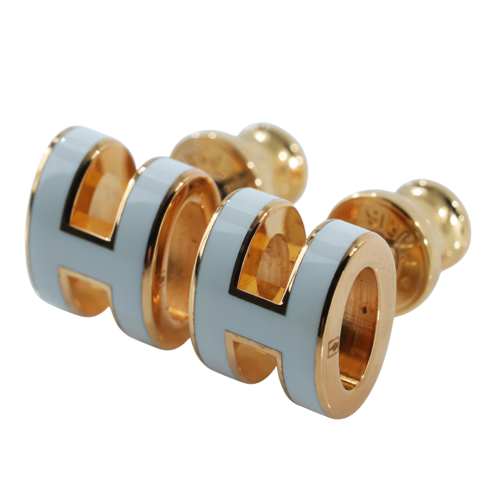 愛馬仕 Hermes Mini Pop H 耳釘 白色 H608002Fv49 ST0251 白拚金POP H耳環 原廠盒子