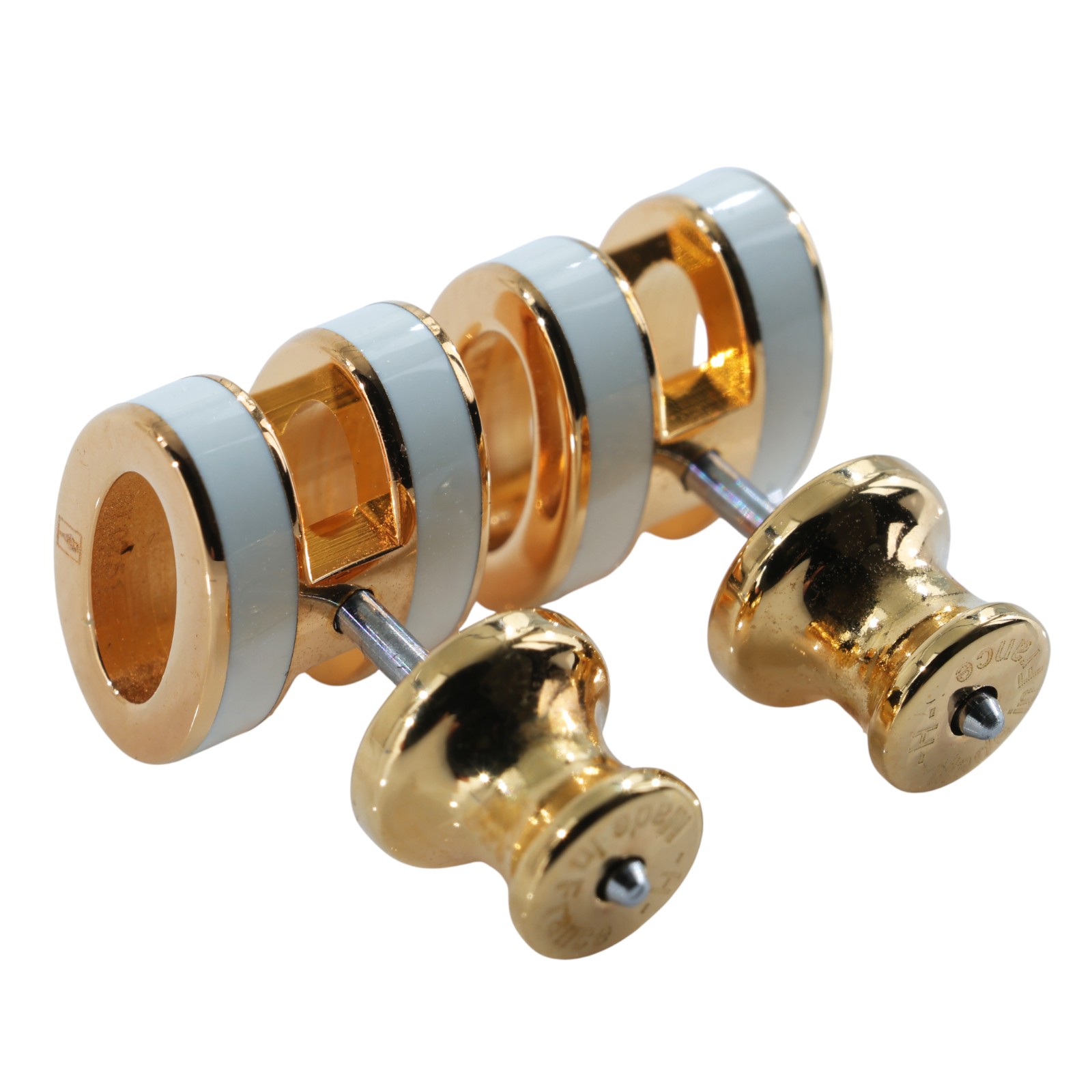 愛馬仕 Hermes Mini Pop H 耳釘 白色 H608002Fv49 ST0251 白拚金POP H耳環 原廠盒子