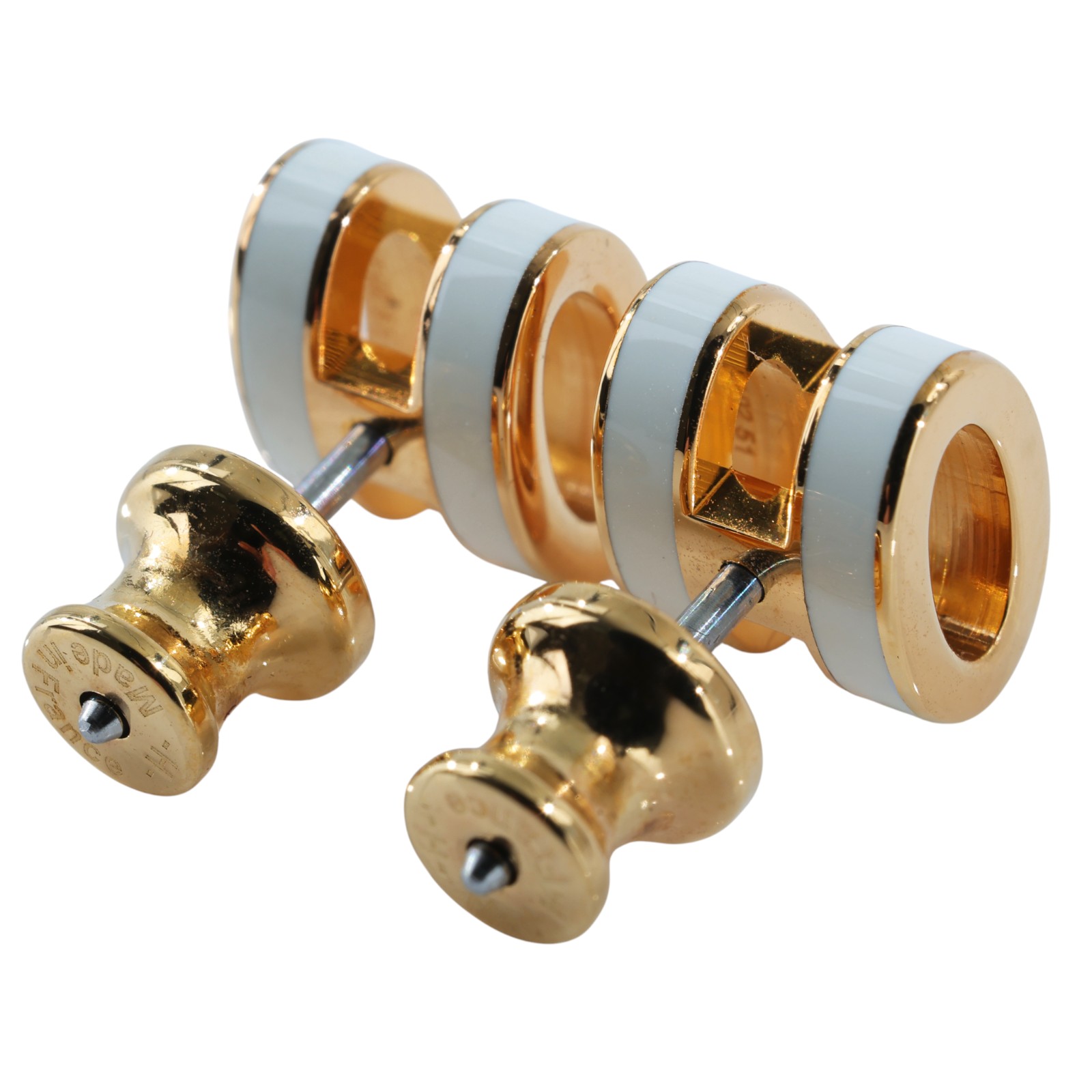 愛馬仕 Hermes Mini Pop H 耳釘 白色 H608002Fv49 ST0251 白拚金POP H耳環 原廠盒子