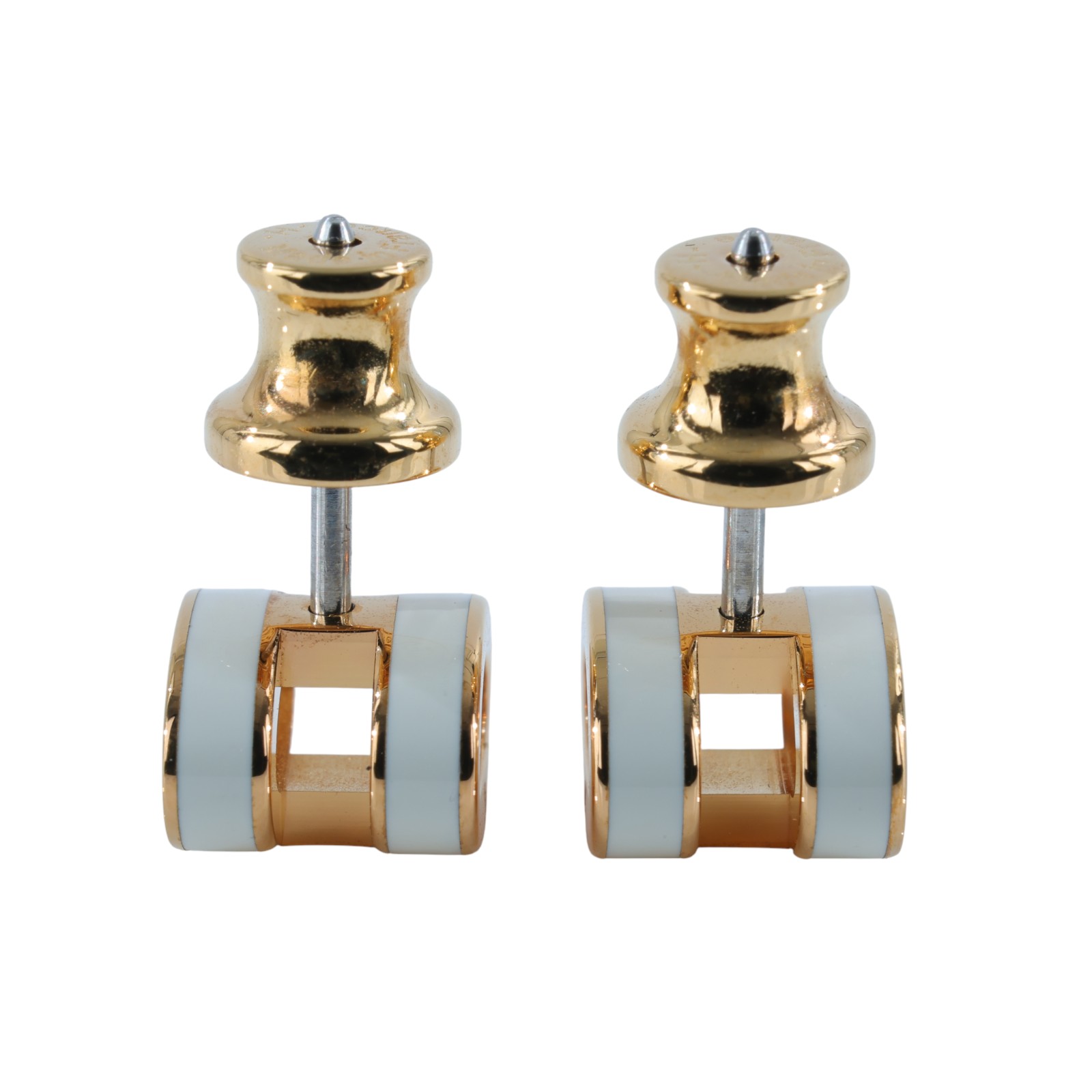 愛馬仕 Hermes Mini Pop H 耳釘 白色 H608002Fv49 ST0251 白拚金POP H耳環 原廠盒子