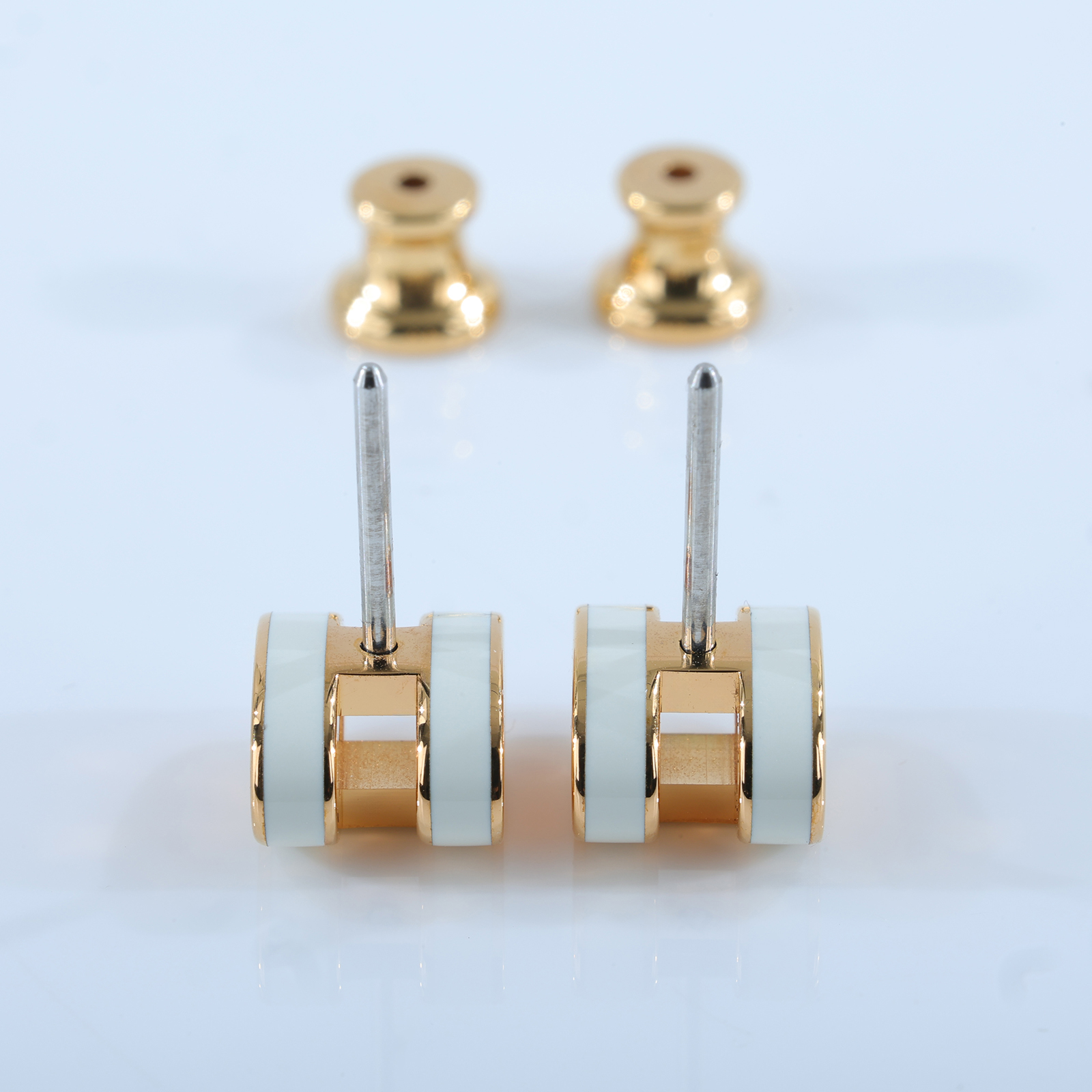 愛馬仕 Hermes Mini Pop H 耳釘 白色 H608002Fv49 ST0251 白拚金POP H耳環 原廠盒子