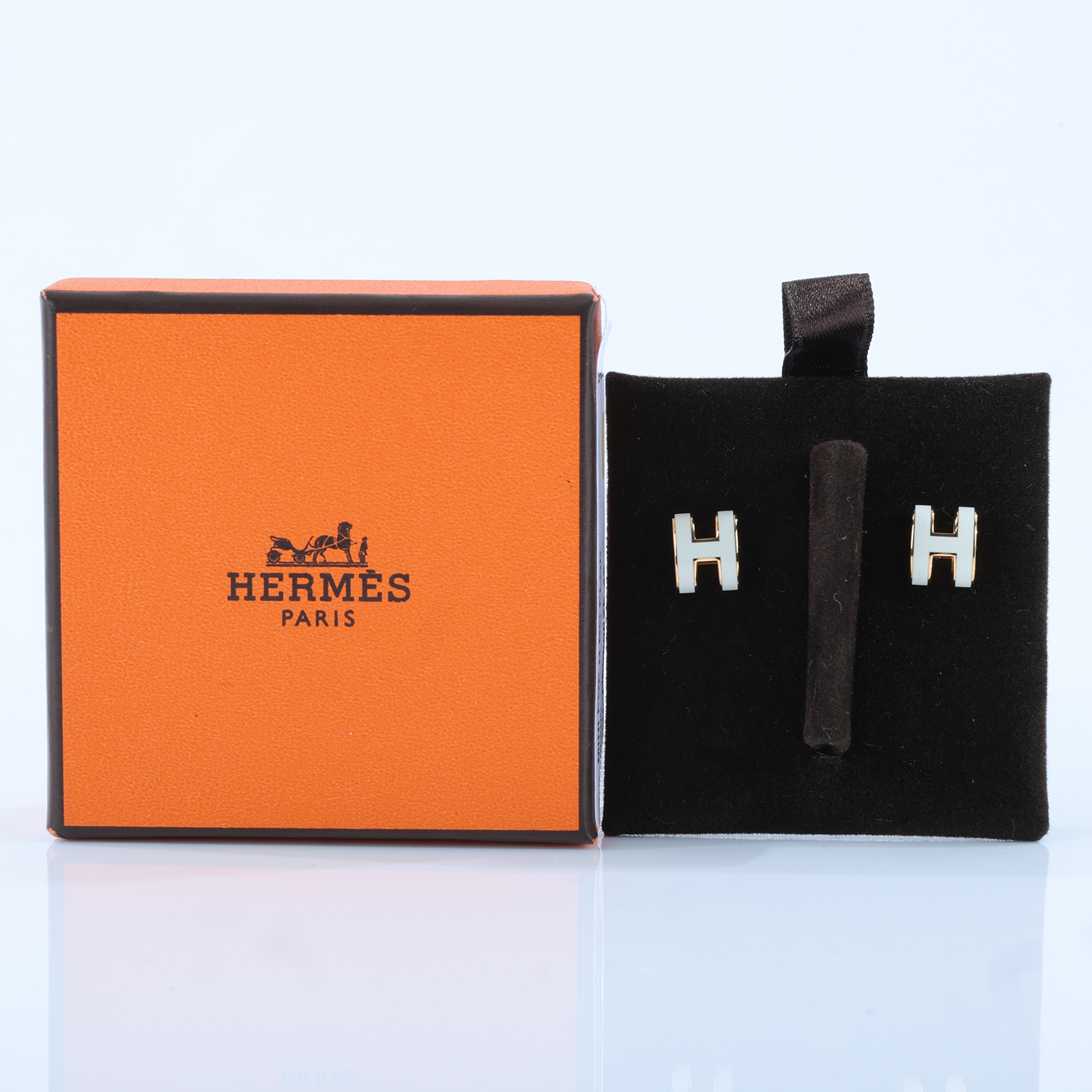 愛馬仕 Hermes Mini Pop H 耳釘 白色 H608002Fv49 ST0251 白拚金POP H耳環 原廠盒子