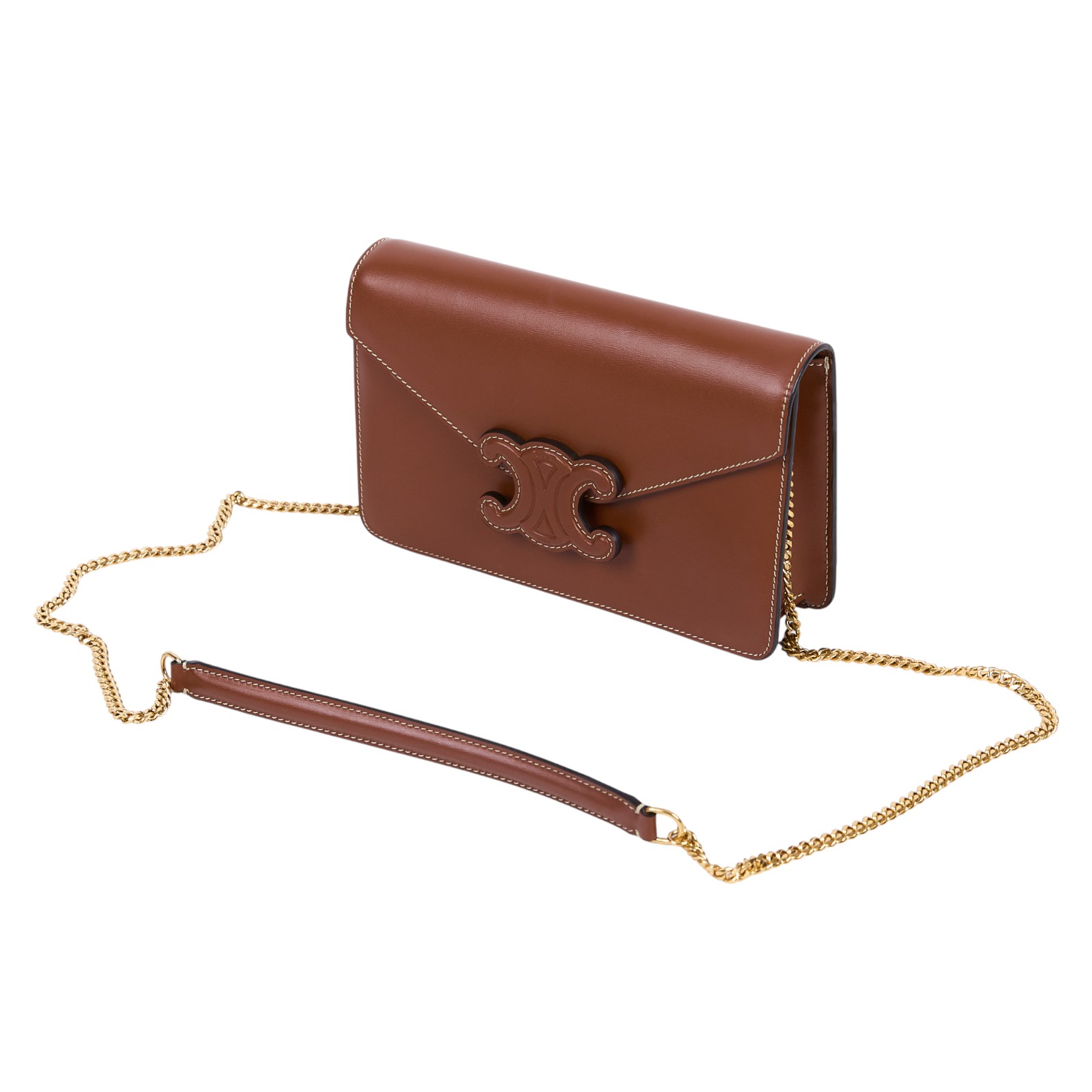 思琳 CELINE Margo 飾鍊錢包 10L043DPV 焦糖TRIOMPHE WOC 防塵袋