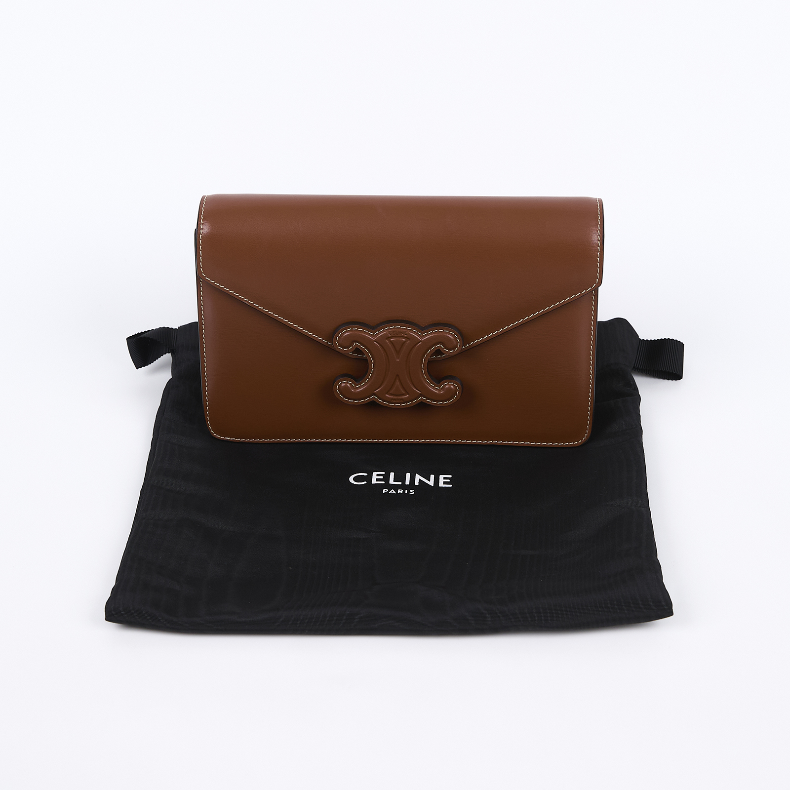 思琳 CELINE Margo 飾鍊錢包 10L043DPV 焦糖TRIOMPHE WOC 防塵袋