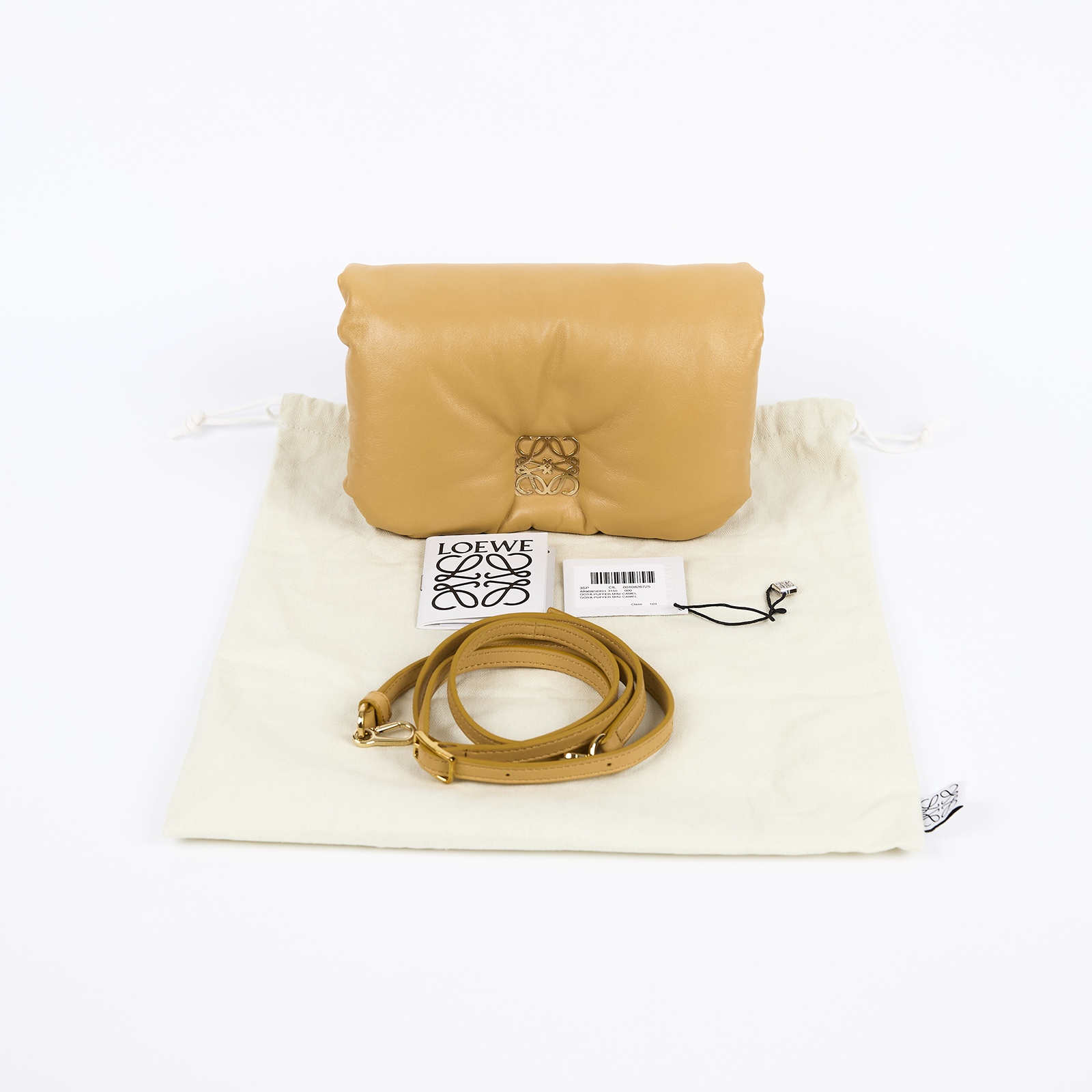 羅意威 LOEWE Mini Goya Puffer bag A896W56X01 薑黃GOYA PUFFER MINI 防塵袋/背帶