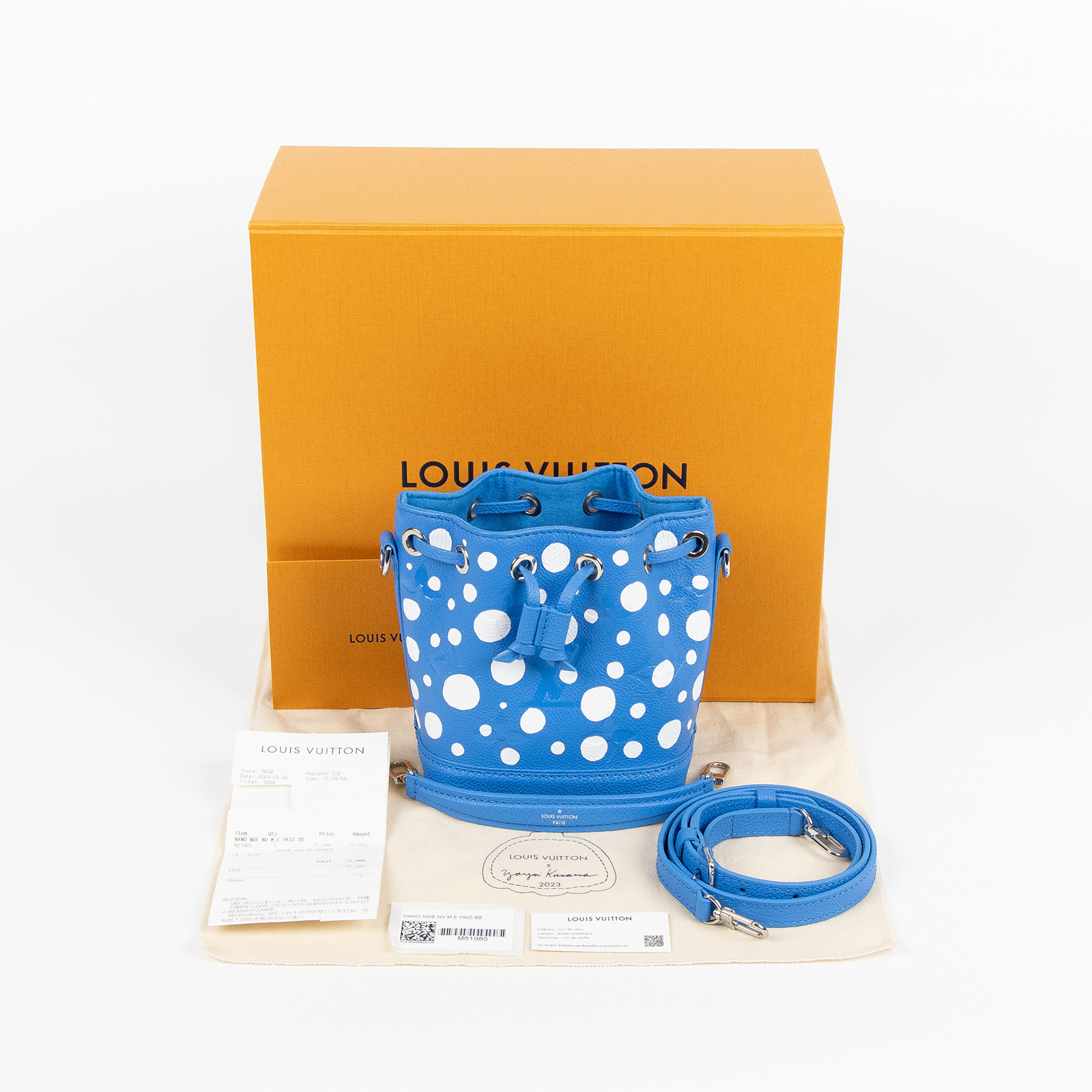 路易威登 LOUIS VUITTON Nano Noé 草間彌生聯名 束口水桶包 M81985 晶片款  原廠盒子/防塵袋/購買證明