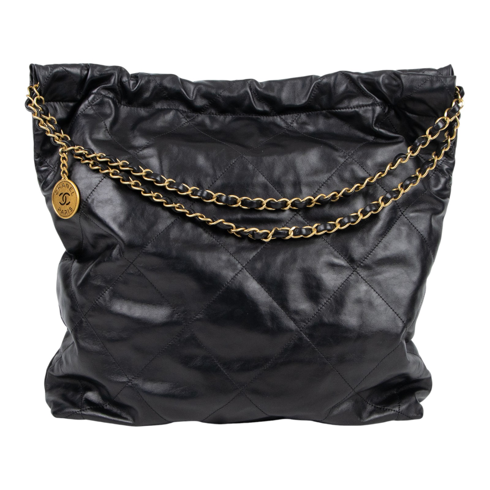 香奈兒 CHANEL 22 大型 束口包 AS3262 B08038 晶片款 黑22包 白字大號 原廠盒子/防塵袋/購買證明影本