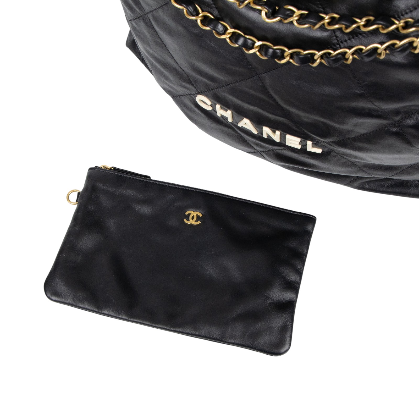 香奈兒 CHANEL 22 大型 束口包 AS3262 B08038 晶片款 黑22包 白字大號 原廠盒子/防塵袋/購買證明影本