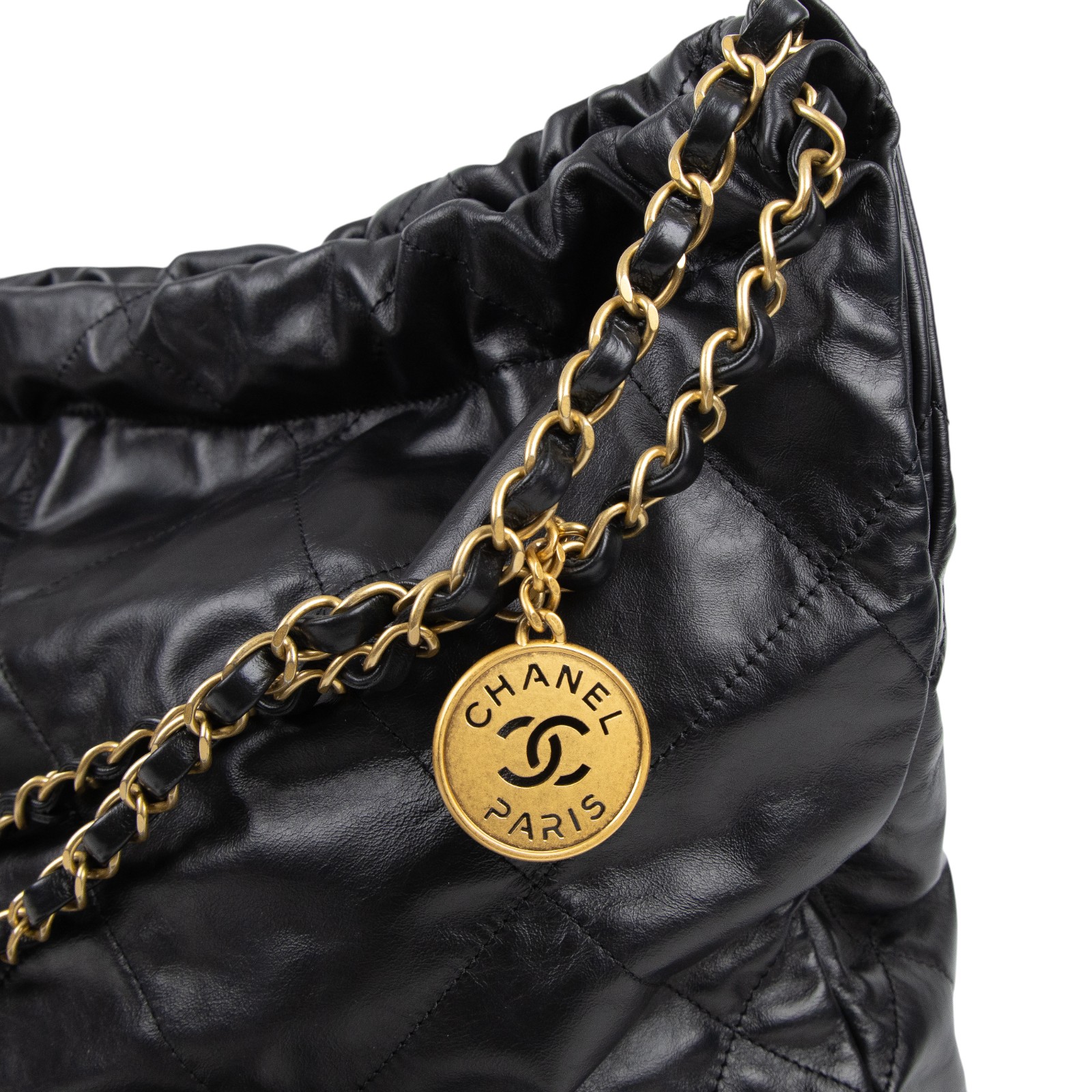 香奈兒 CHANEL 22 大型 束口包 AS3262 B08038 晶片款 黑22包 白字大號 原廠盒子/防塵袋/購買證明影本