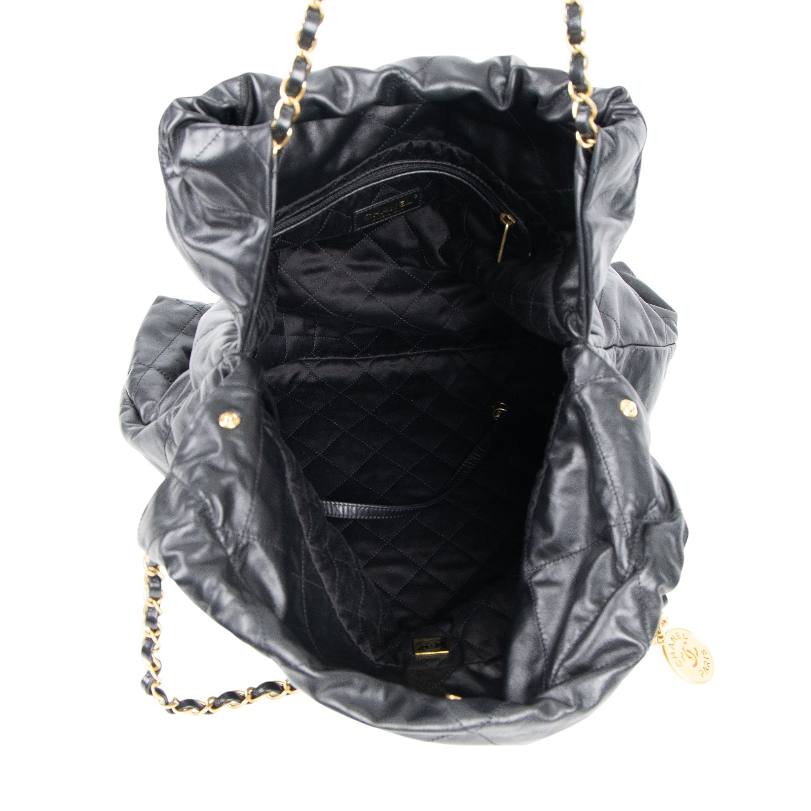 香奈兒 CHANEL 22 大型 束口包 AS3262 B08038 晶片款 黑22包 白字大號 原廠盒子/防塵袋/購買證明影本