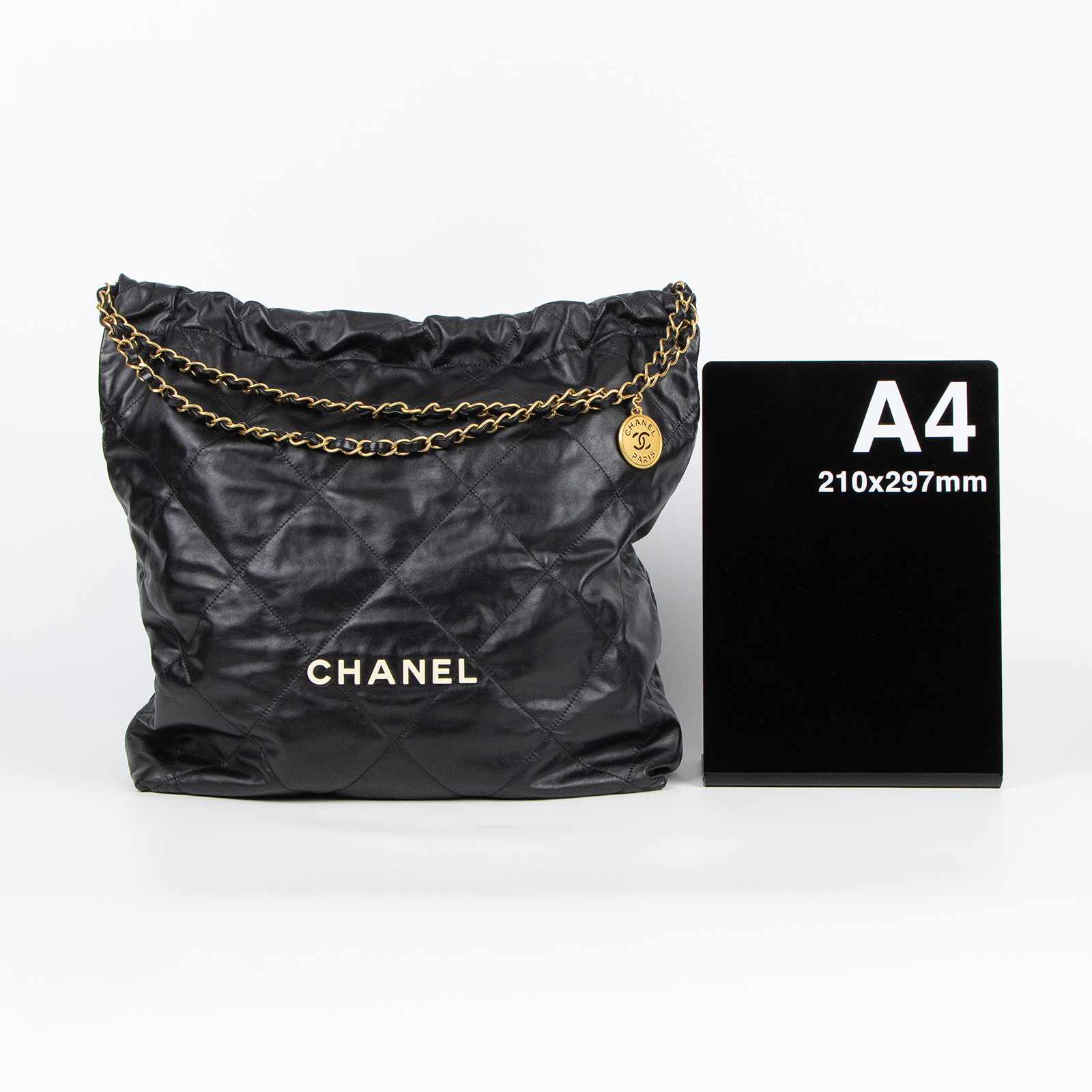 香奈兒 CHANEL 22 大型 束口包 AS3262 B08038 晶片款 黑22包 白字大號 原廠盒子/防塵袋/購買證明影本