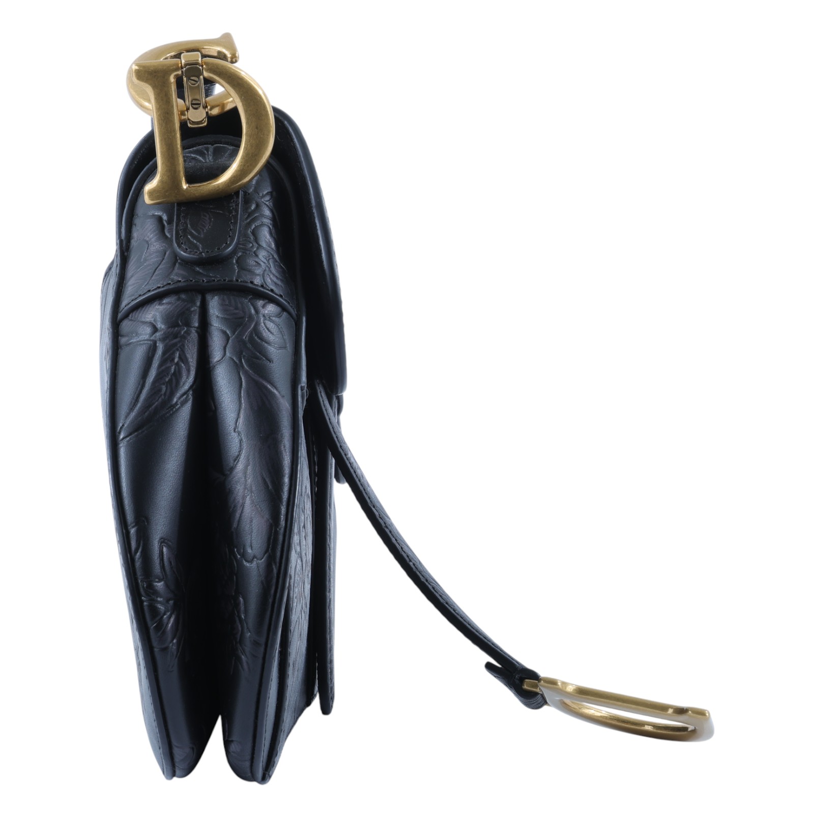 迪奧 CHRISTIAN DIOR Saddle 馬鞍包 M0455CBGD 黑皮雕SADDLE 中號 原廠盒子/防塵袋/背帶