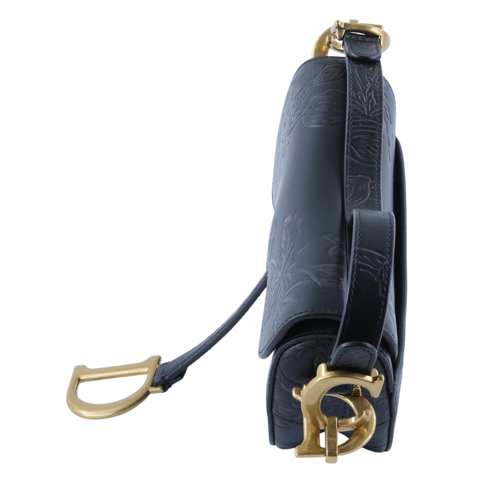 迪奧 CHRISTIAN DIOR Saddle 馬鞍包 M0455CBGD 黑皮雕SADDLE 中號 原廠盒子/防塵袋/背帶