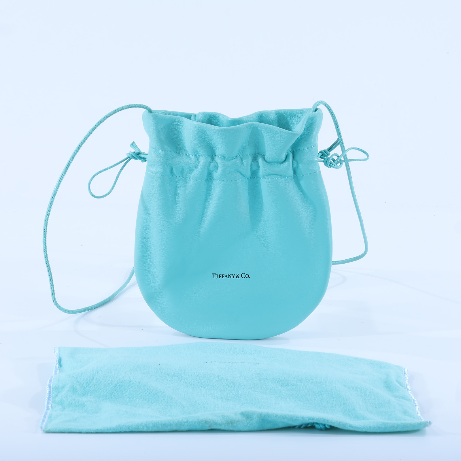 蒂芙尼 TIFFANY＆CO. 中型 拉繩斜背袋  TIFFANY藍束口肩背包 防塵袋