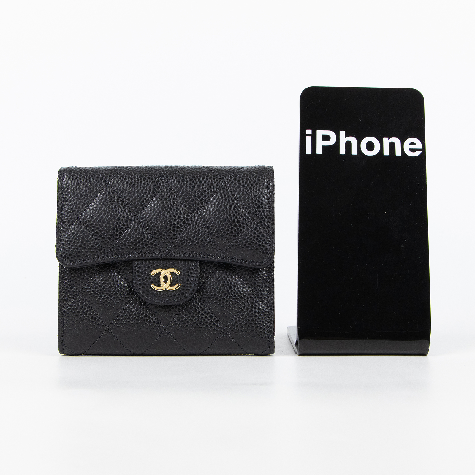 香奈兒 CHANEL 經典 小型 口蓋 皮夾 小牛皮 短夾  AP0231 Y01864 晶片款 黑荔枝短夾 原廠盒子/防塵袋/購買證明