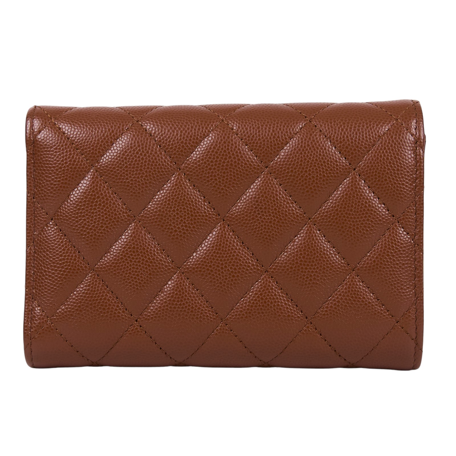 香奈兒 CHANEL 錢包 釦式 中夾 AP3398 晶片款 棕荔枝中夾　邊角擦傷傷 原廠盒子/防塵袋