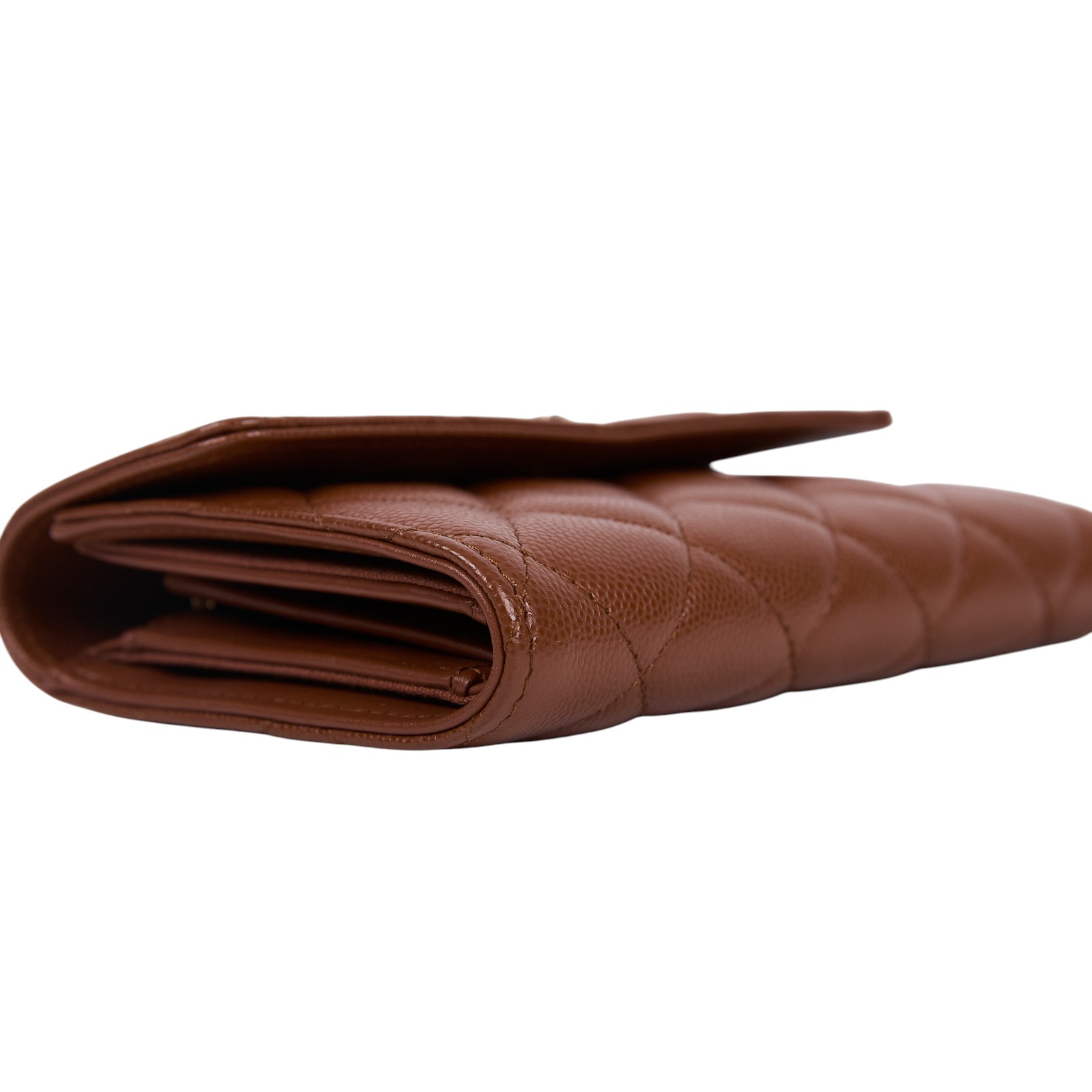 香奈兒 CHANEL 錢包 釦式 中夾 AP3398 晶片款 棕荔枝中夾　邊角擦傷傷 原廠盒子/防塵袋