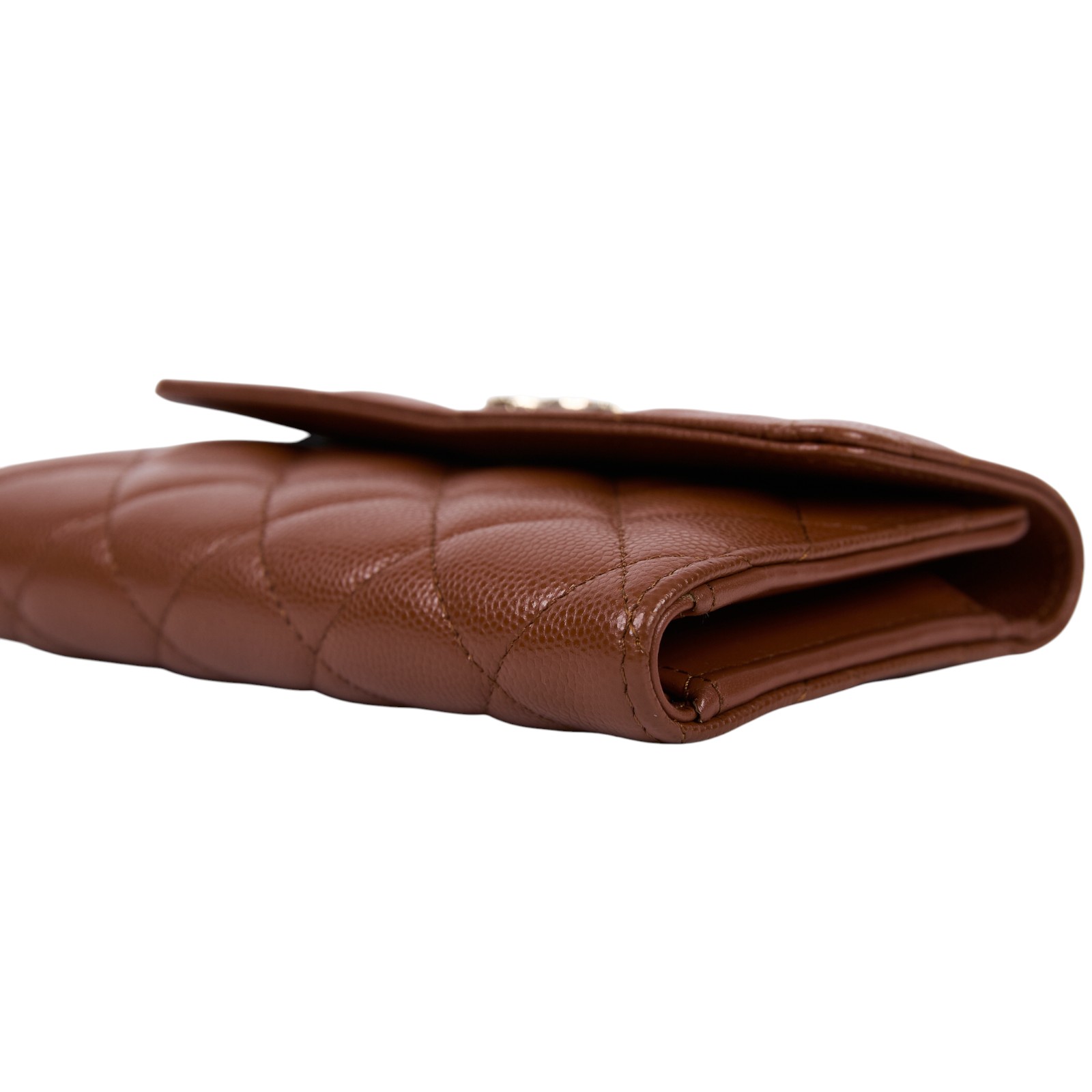 香奈兒 CHANEL 錢包 釦式 中夾 AP3398 晶片款 棕荔枝中夾　邊角擦傷傷 原廠盒子/防塵袋