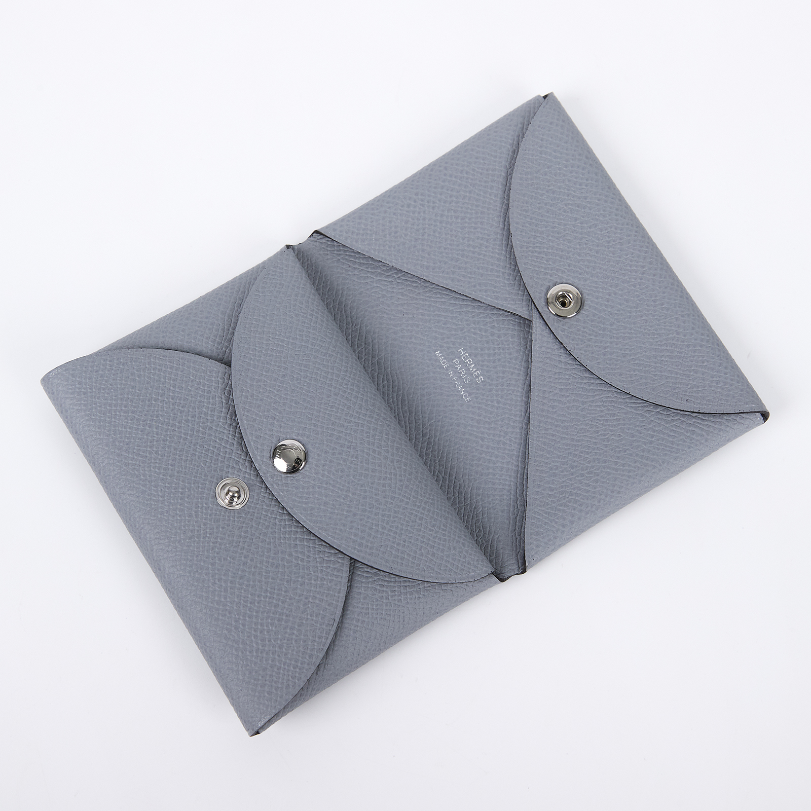 愛馬仕 Hermes Calvi Duo 卡包 木偶灰 銀色五金 H083035CKP0  K刻 P0木偶灰 CALVI DUO EPSOM 原廠盒子/購買證明