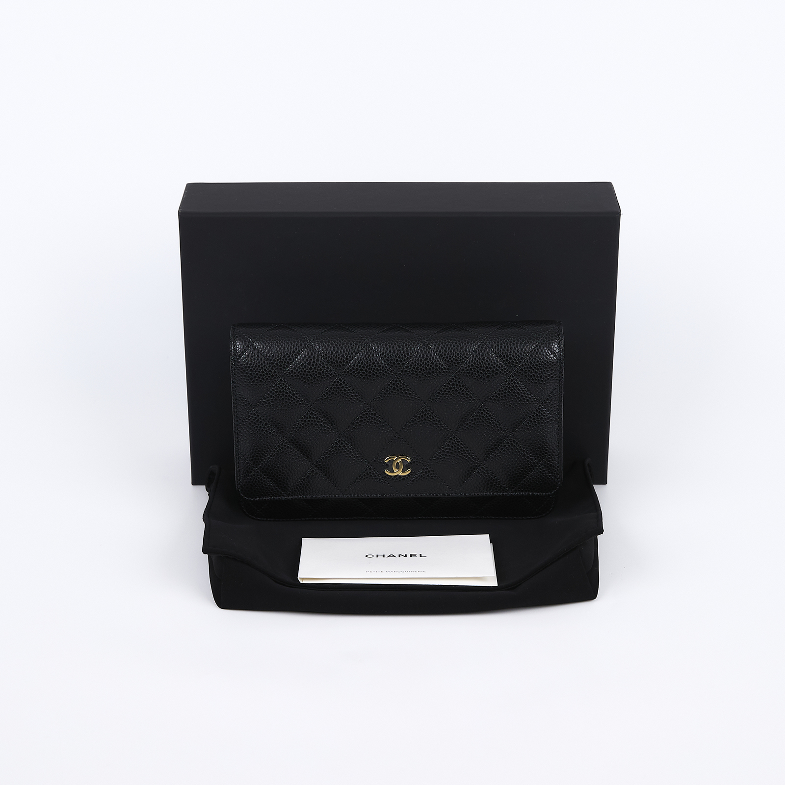 香奈兒 CHANEL CC LOGO 菱格紋 三用 woc 鏈帶包 A33814 晶片款 黑金荔枝COCO WOC 防塵袋/原廠盒子