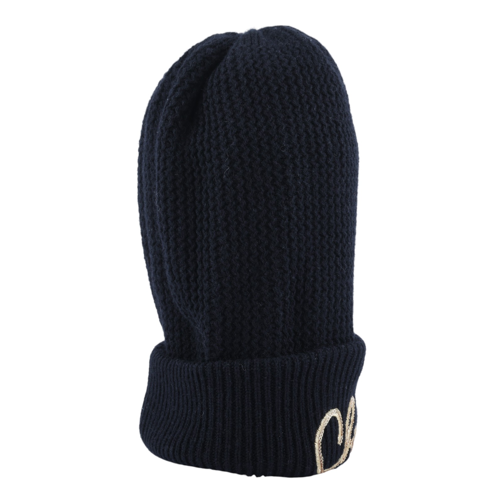 香奈兒 CHANEL LOGO 帽子 毛帽  黑金亮片毛帽  100%喀什米爾 無附屬品