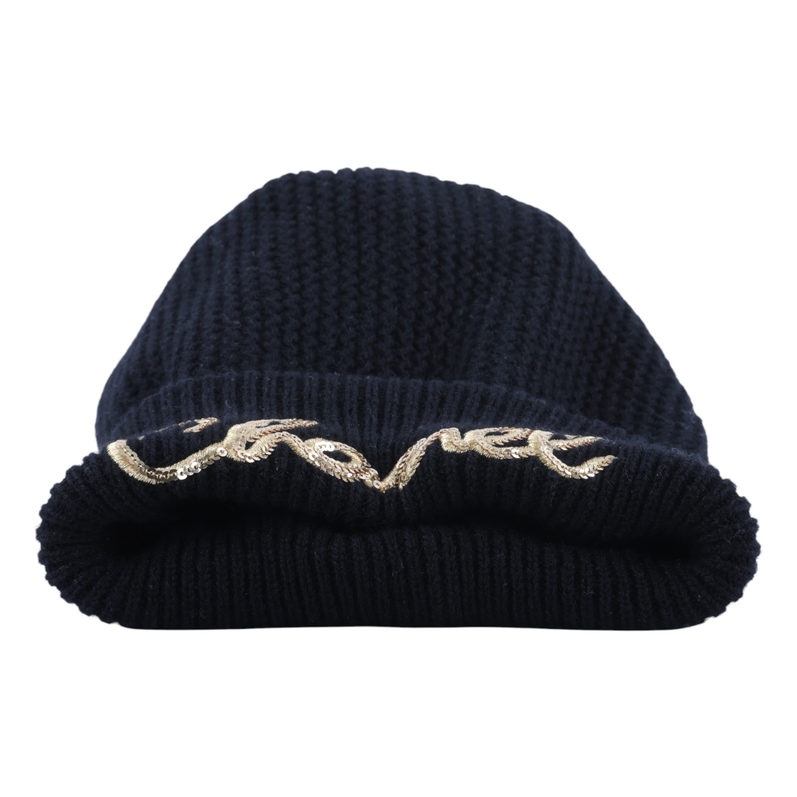 香奈兒 CHANEL LOGO 帽子 毛帽  黑金亮片毛帽  100%喀什米爾 無附屬品