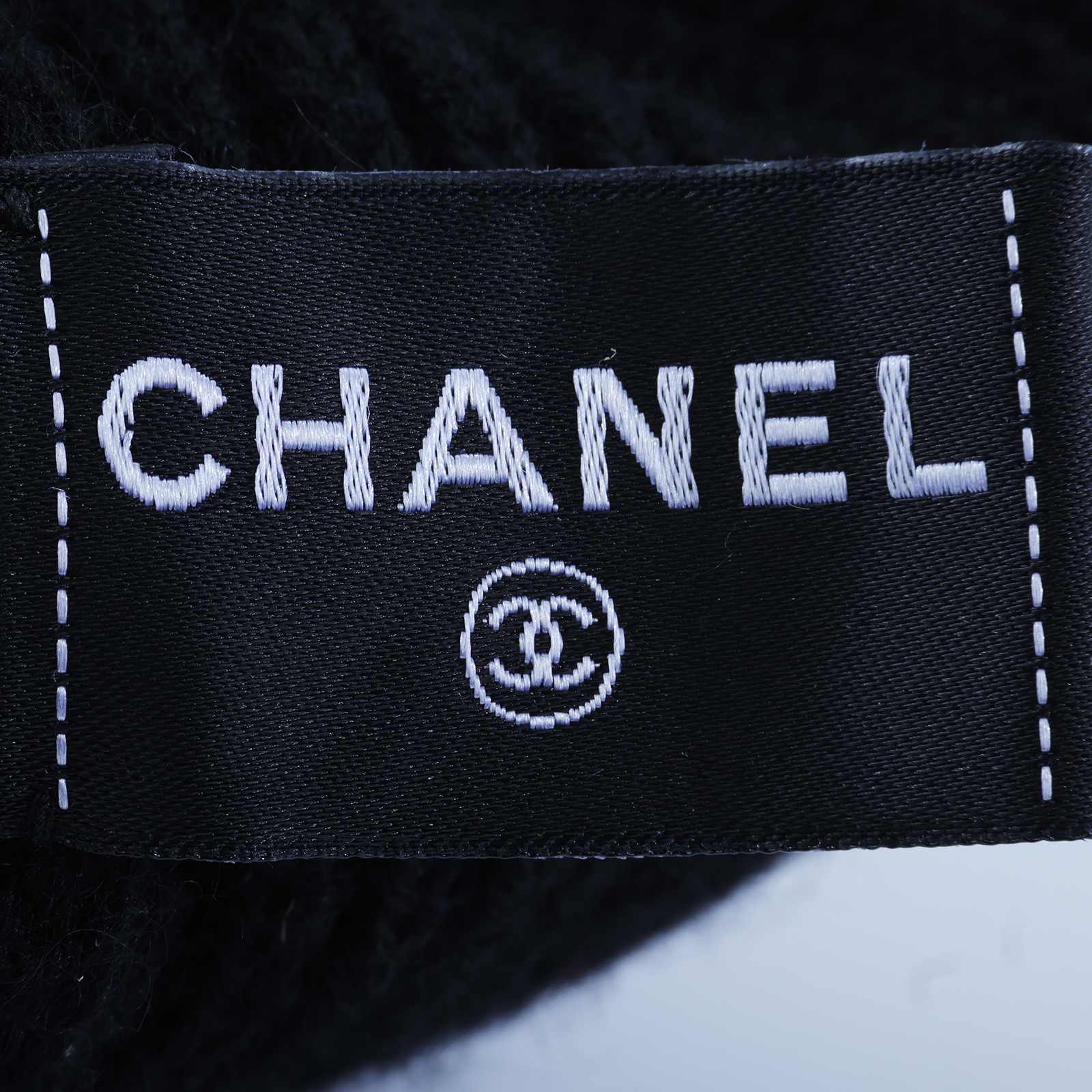 香奈兒 CHANEL LOGO 帽子 毛帽  黑金亮片毛帽  100%喀什米爾 無附屬品