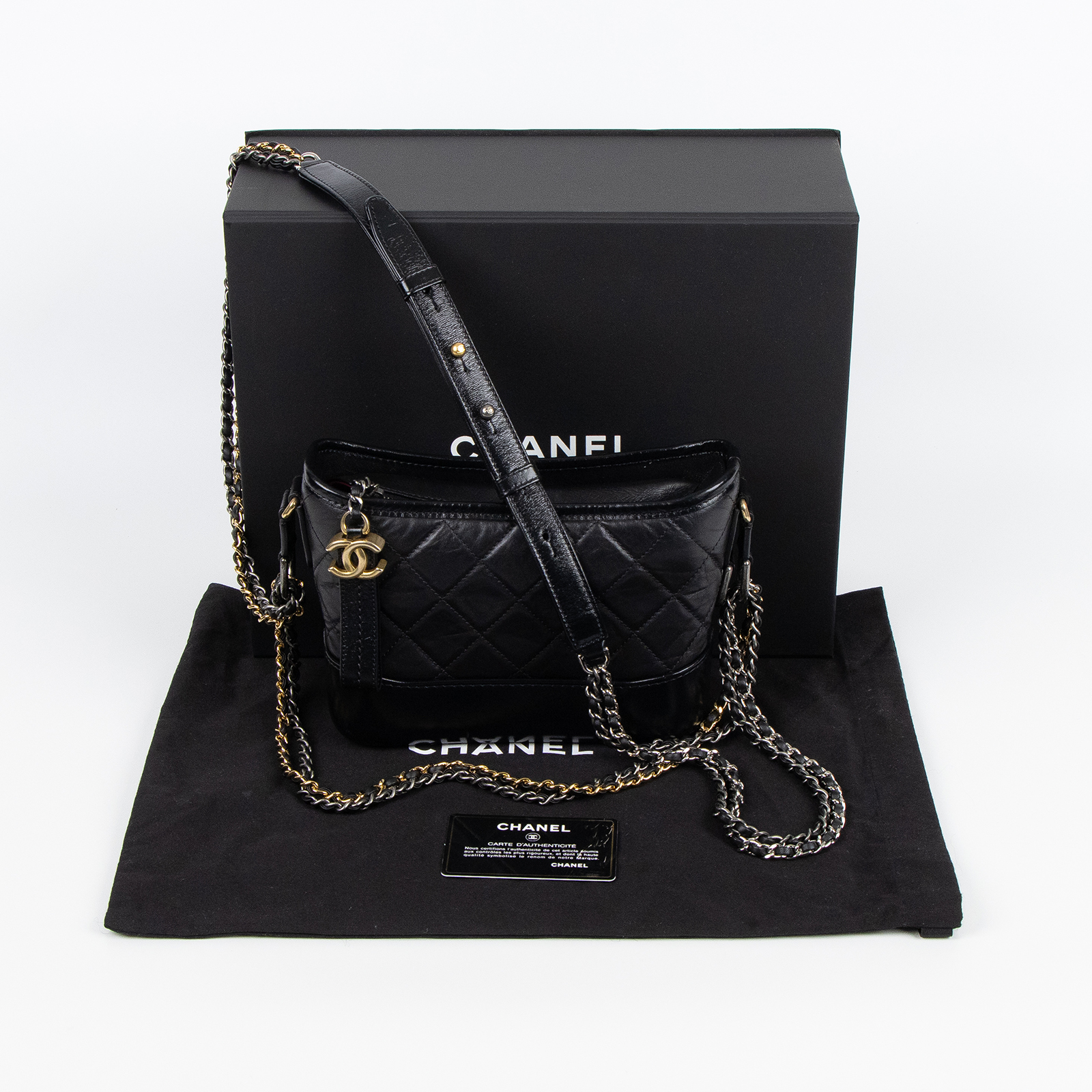 香奈兒 CHANEL 流浪包 小型 A91810 28開 黑流浪包 小 防塵袋/原廠盒子