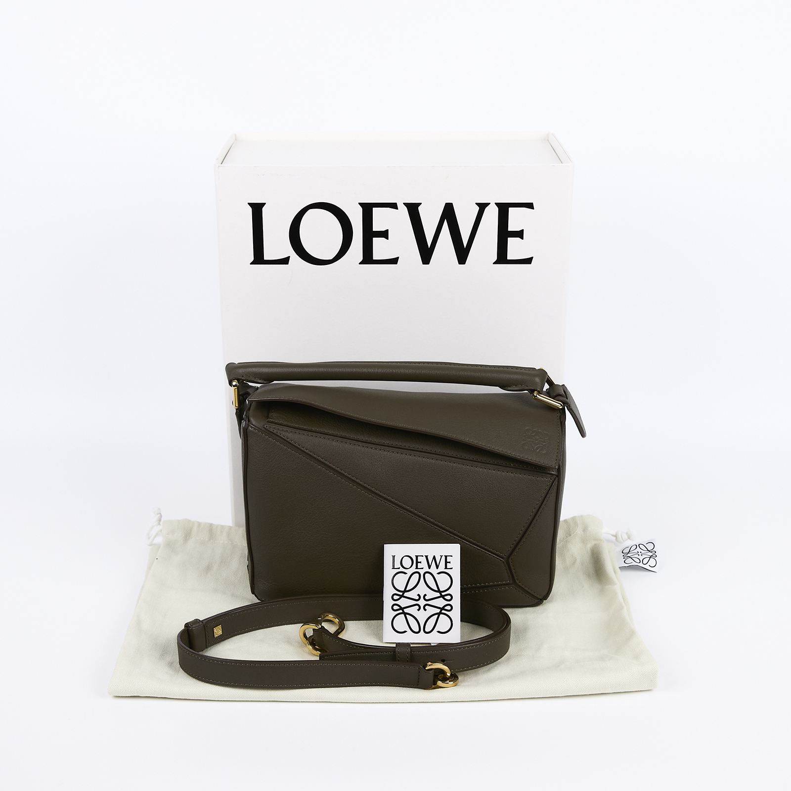 羅意威 LOEWE Small Puzzle bag 肩背 斜背包 322.30.S21 深綠PUZZLE SMALL 原廠盒子/防塵袋