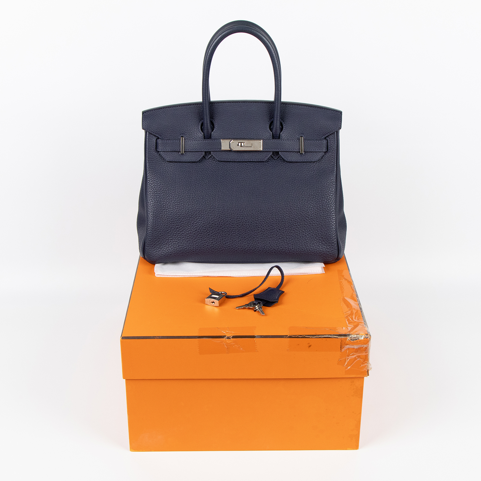 愛馬仕 Hermes Birkin Bag 柏金包 30 BK30 T刻 深藍BIRKIN30 原廠盒子(盒子破損)/鎖組