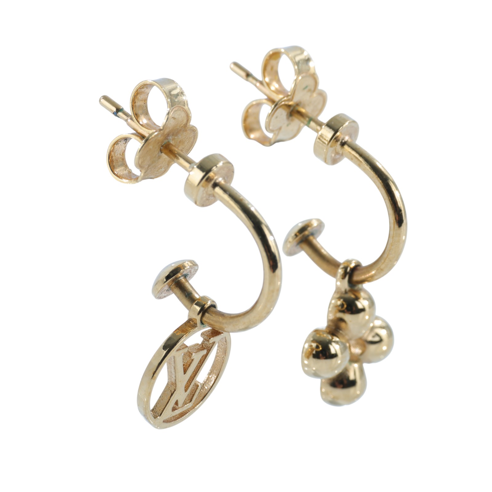 路易威登 LOUIS VUITTON LV Circle 耳釘 M64859 金色原花耳環