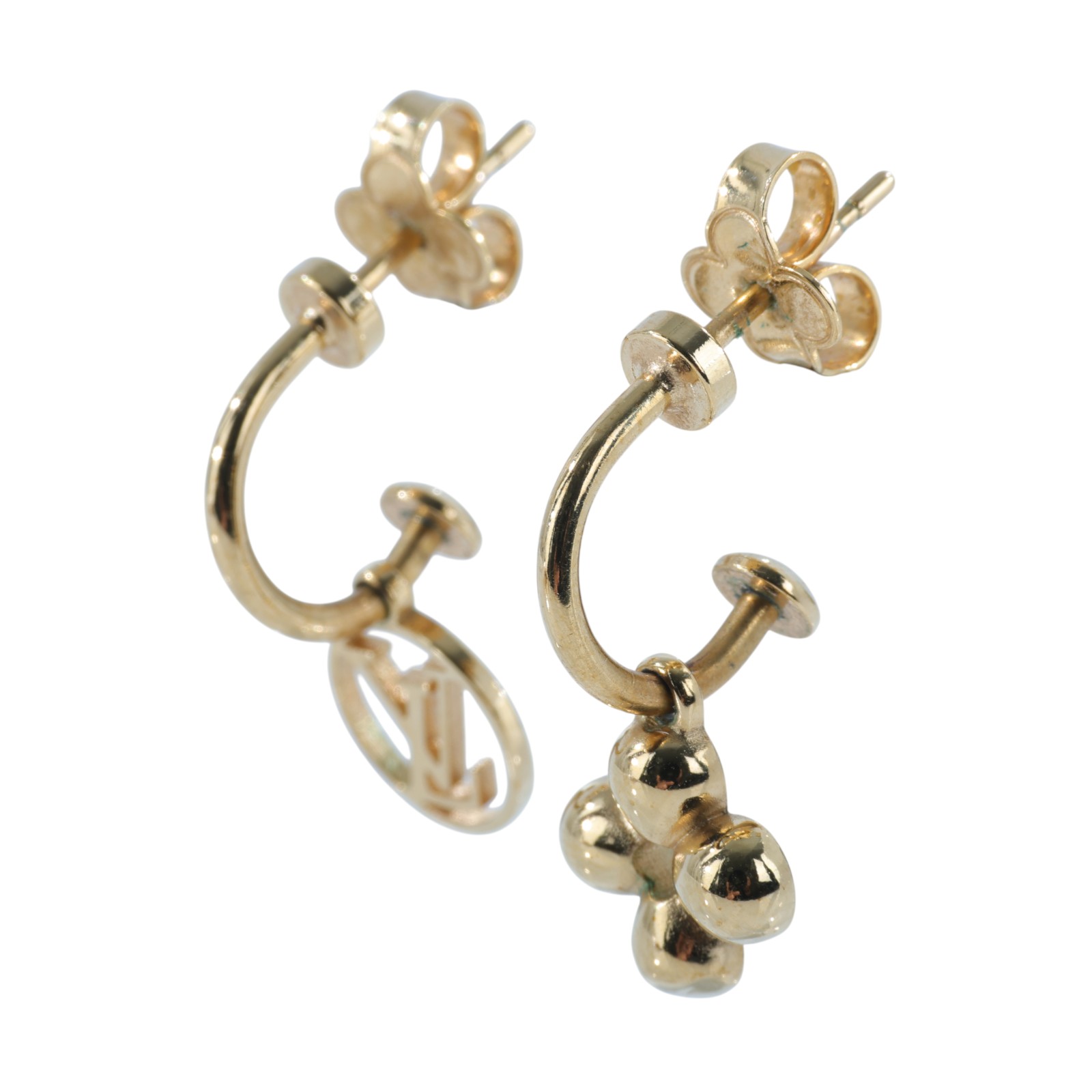 路易威登 LOUIS VUITTON LV Circle 耳釘 M64859 金色原花耳環