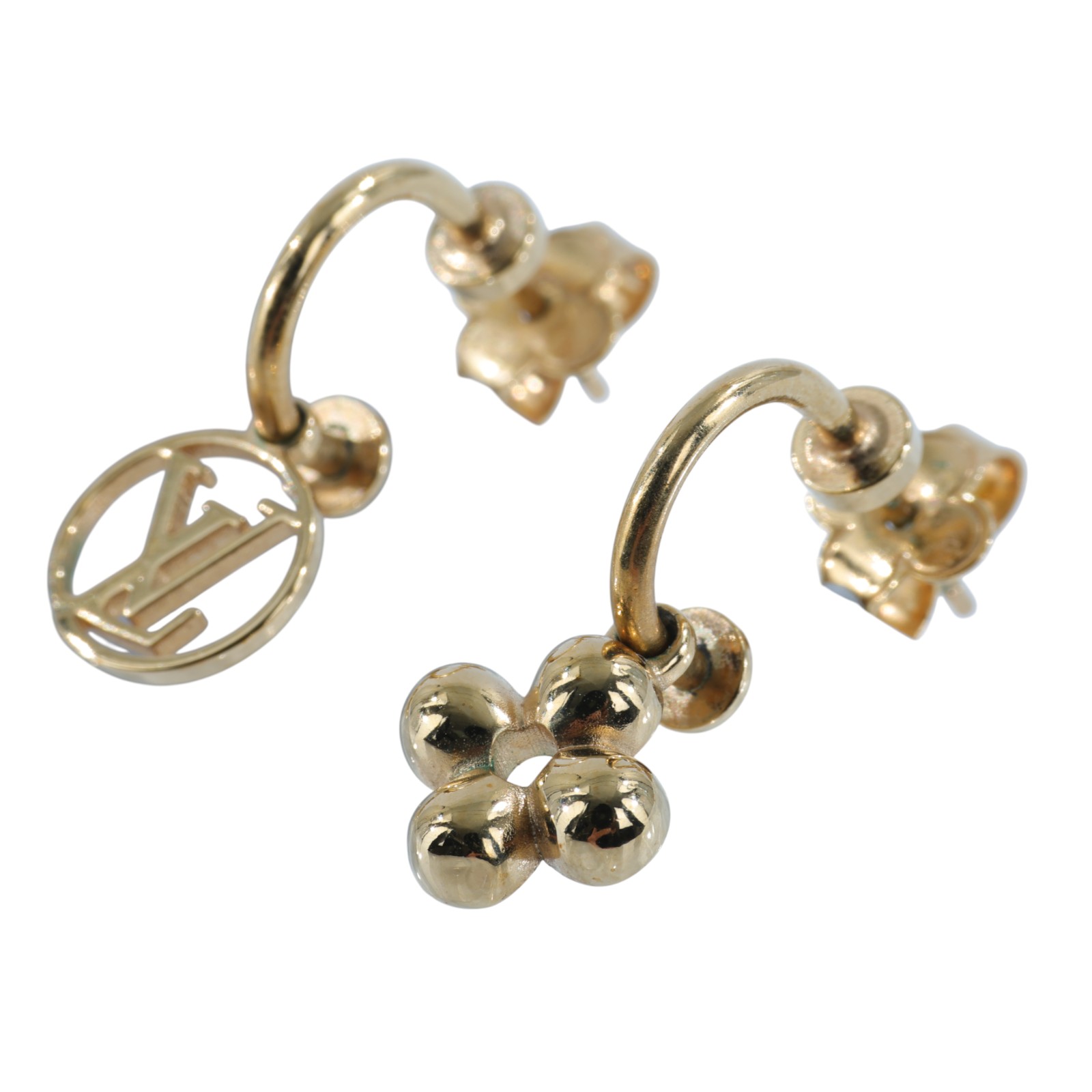 路易威登 LOUIS VUITTON LV Circle 耳釘 M64859 金色原花耳環