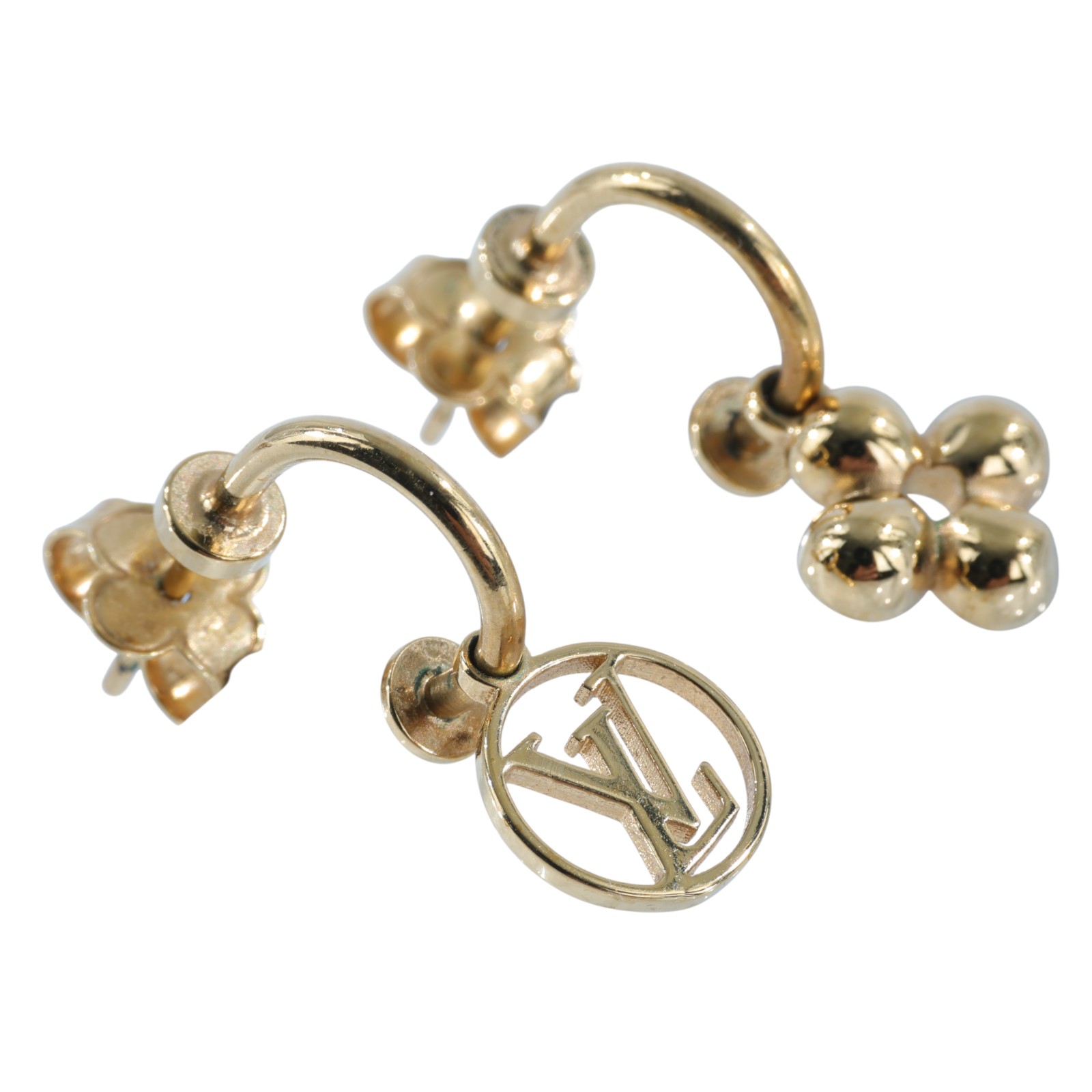 路易威登 LOUIS VUITTON LV Circle 耳釘 M64859 金色原花耳環