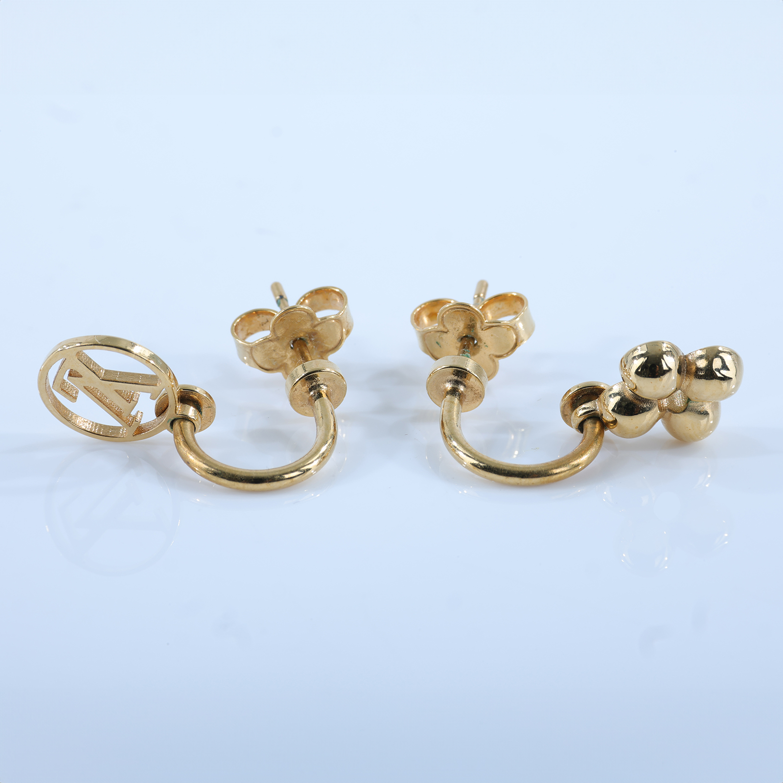 路易威登 LOUIS VUITTON LV Circle 耳釘 M64859 金色原花耳環