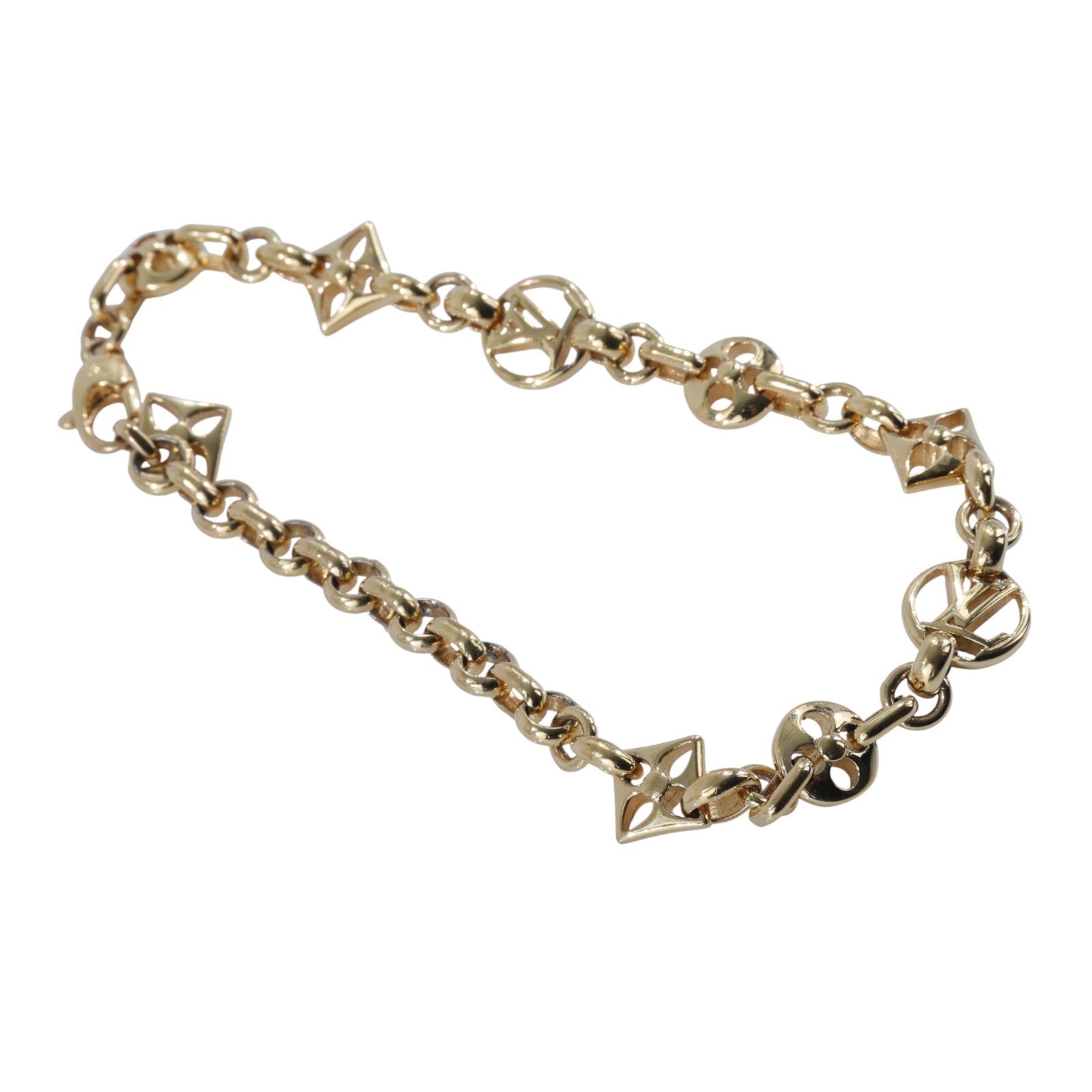 路易威登 LOUIS VUITTON CRAZY IN LOCK 手鍊 M00376 金色原花手鍊 防塵袋