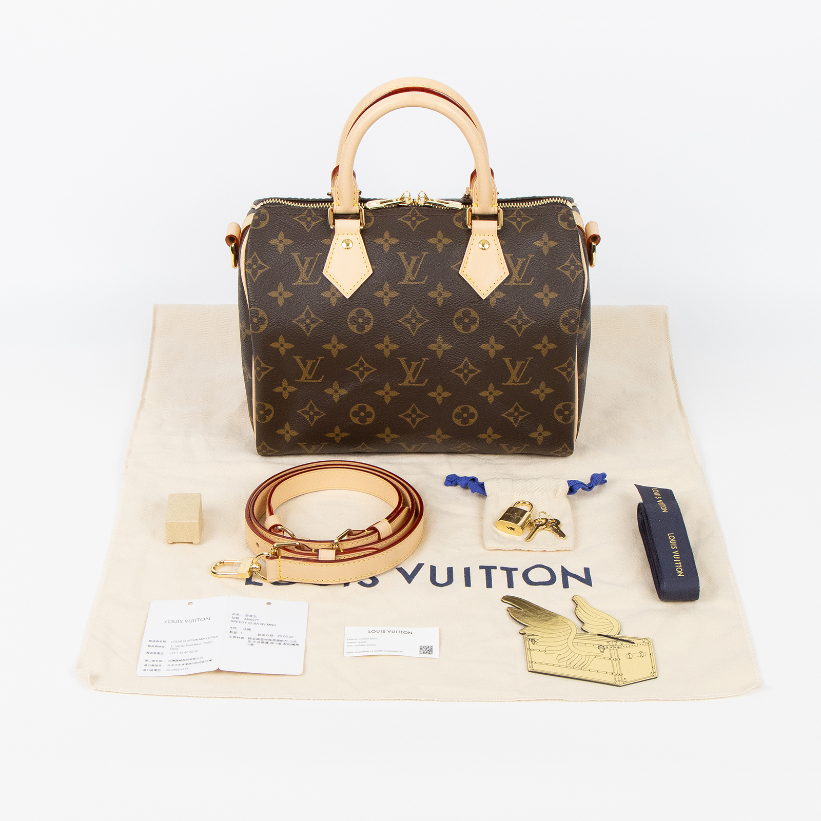 路易威登 LOUIS VUITTON Speedy Bandoulière 25  波士頓包 手提包 經典帆布 M46977 晶片款  防塵袋